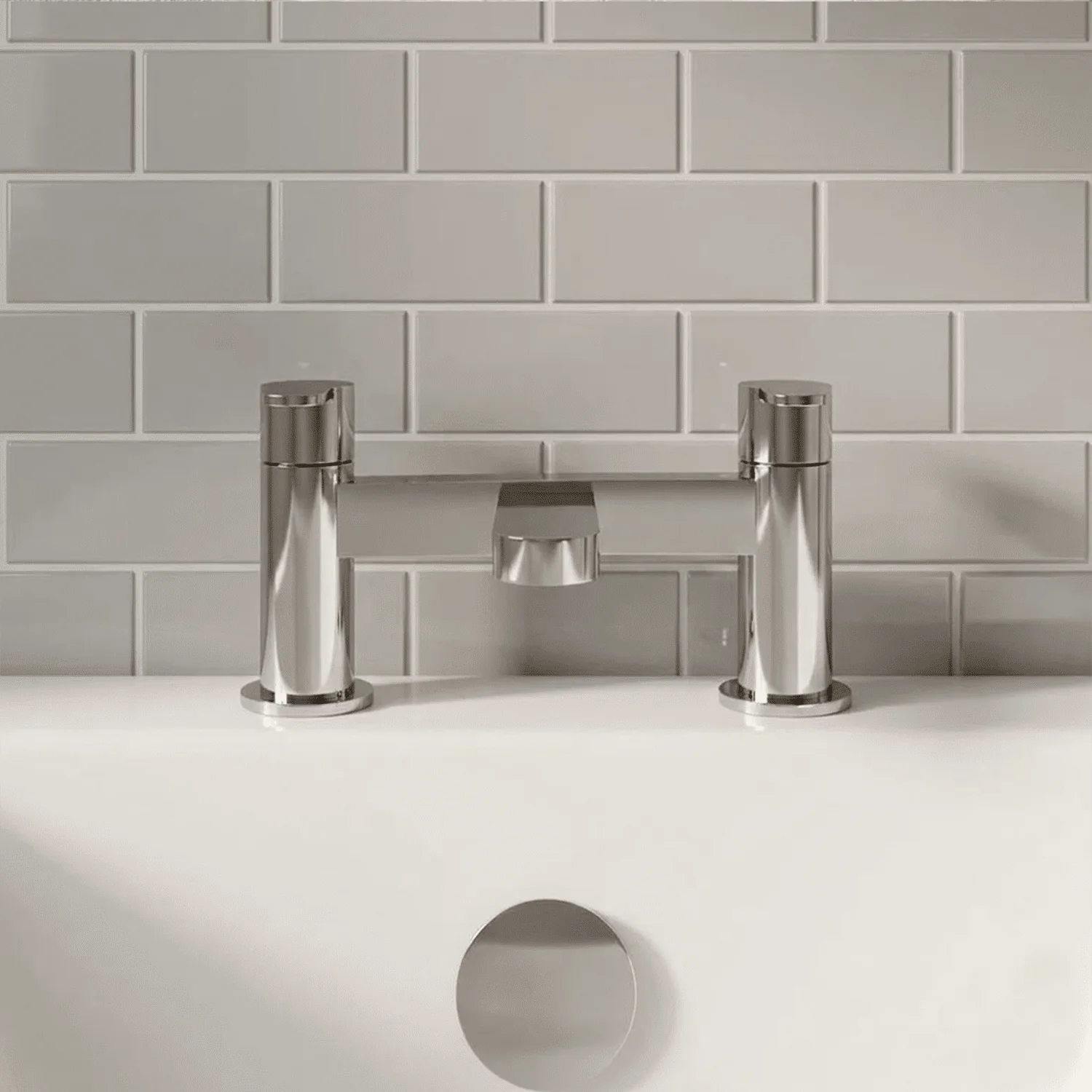 Consall Round Dual Lever Deck Mounted Bath Filler Tap - Choice of Finish - Image 2