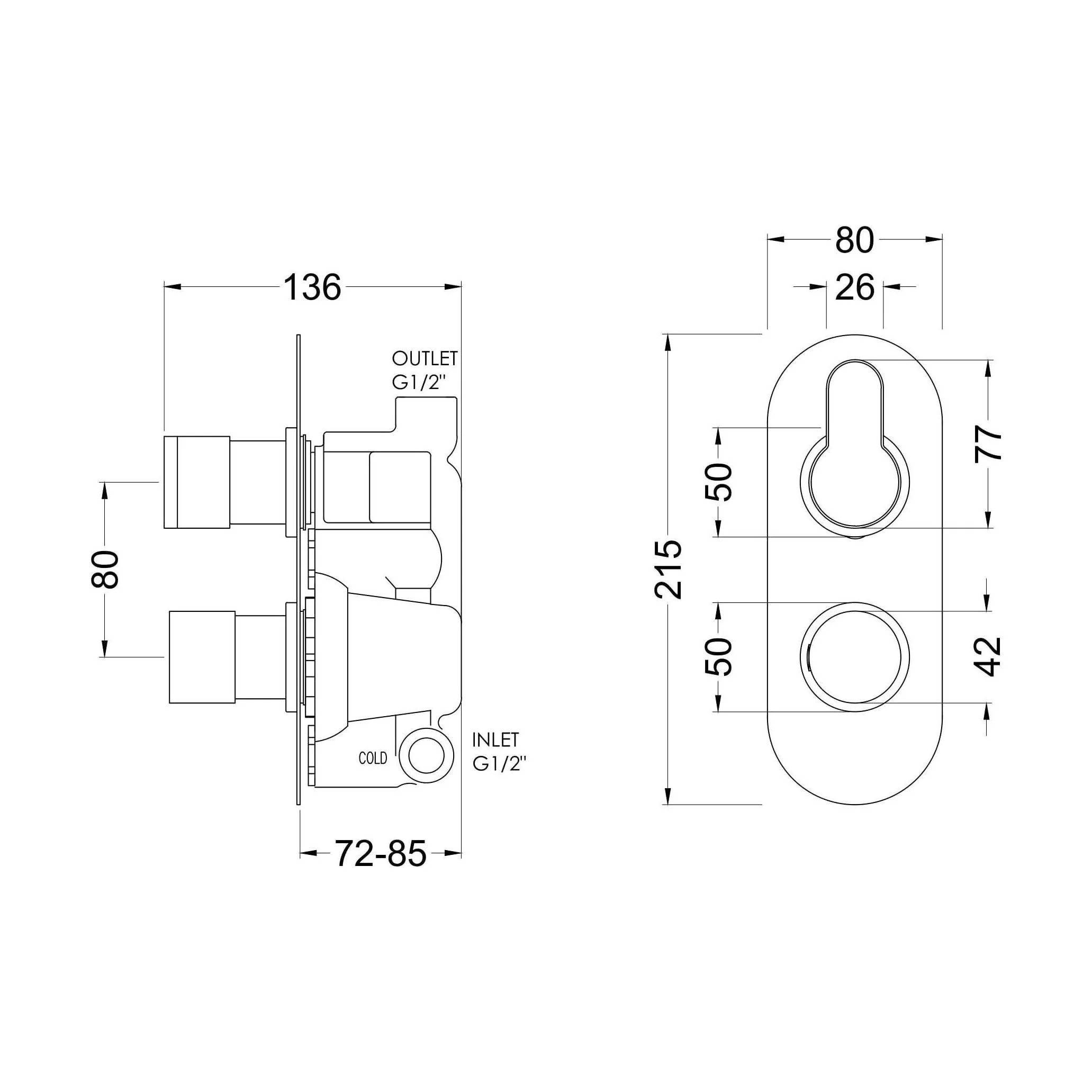 Consall Round Thermostatic One Outlet Shower Valve, Choice of Finish - Image 6
