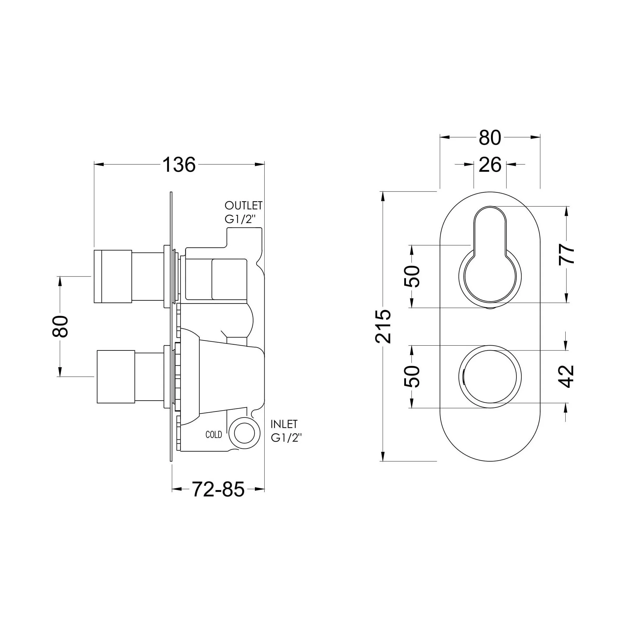 Consall Round Thermostatic One Outlet Shower Valve, Choice of Finish - Image 8