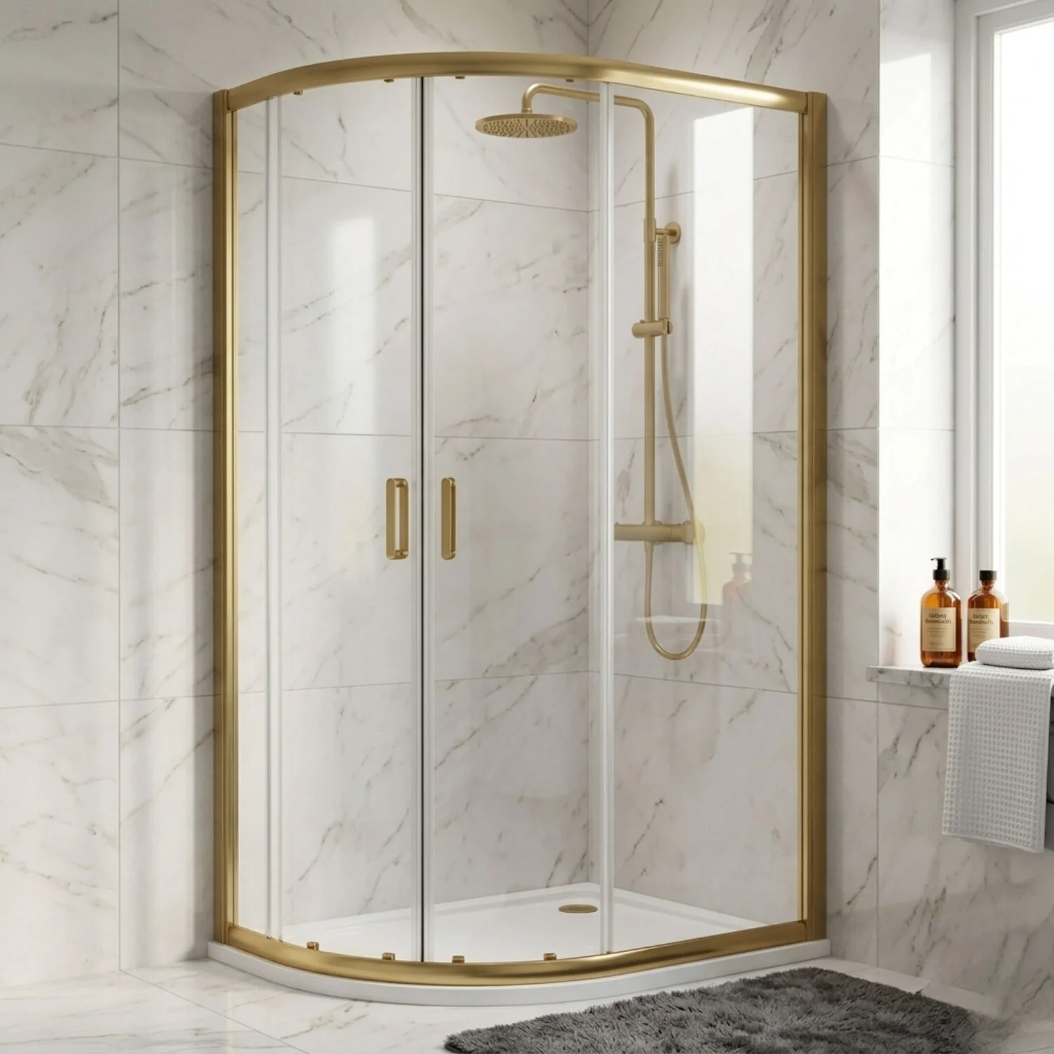 Ellenhall 8mm Glass Offset Quadrant Shower Enclosure, 1900mm Height - Choice of Colour - Image 2