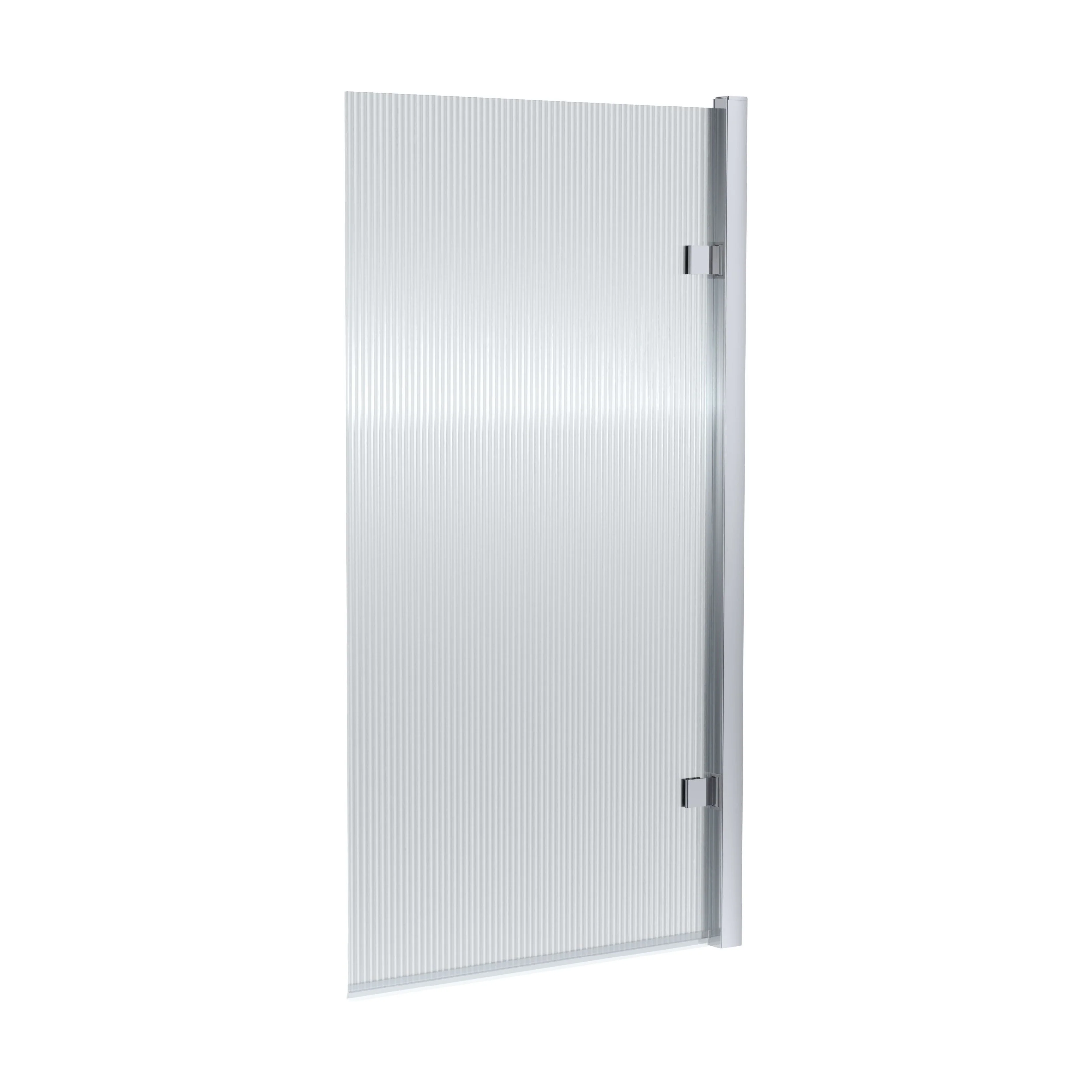 Contemporary 8mm Toughened Safety Glass Square Hinged Fluted Bath Screen, 1520 x 830 x 24mm - Choice of Colour - Image 6