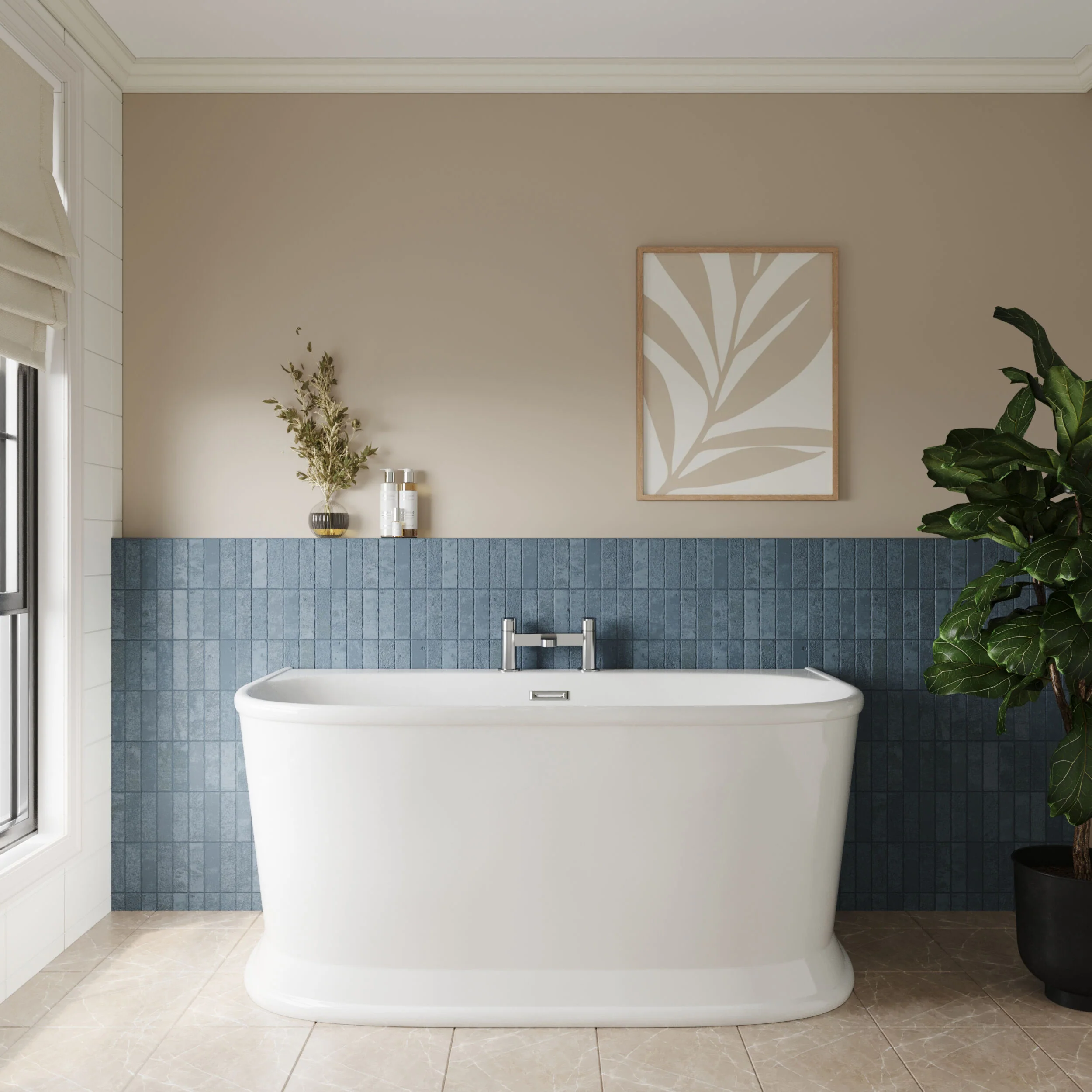 Contemporary Back To Wall Freestanding Bath, Modern Double Ended Design - Choice of Size - Image 3