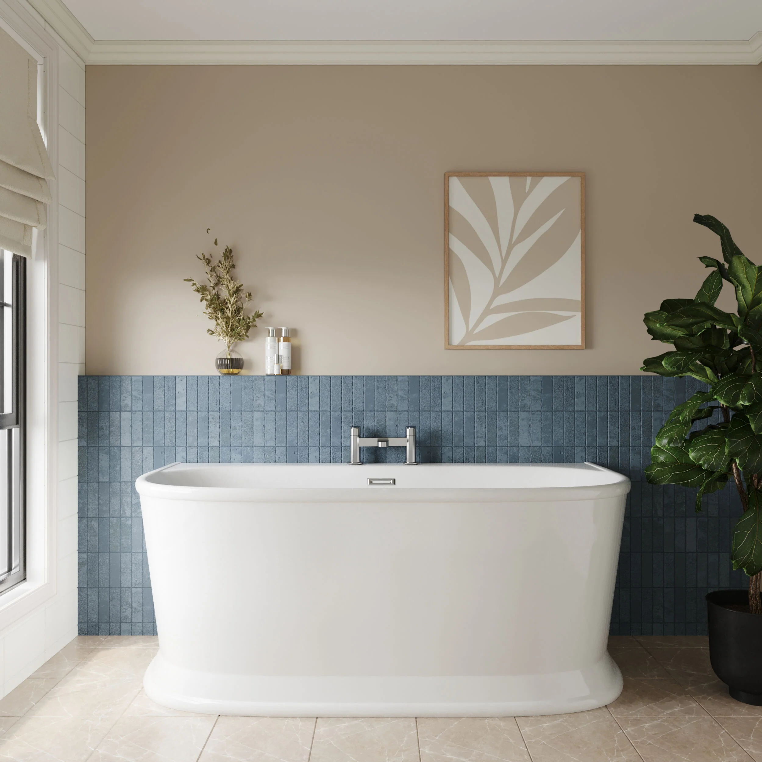 Contemporary Back To Wall Freestanding Bath, Modern Double Ended Design - Choice of Size - Image 4