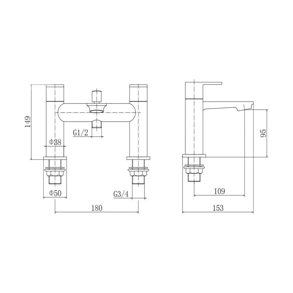 Contemporary Bathroom Deck Mounted Round Bath Shower Mixer Tap - Image 3