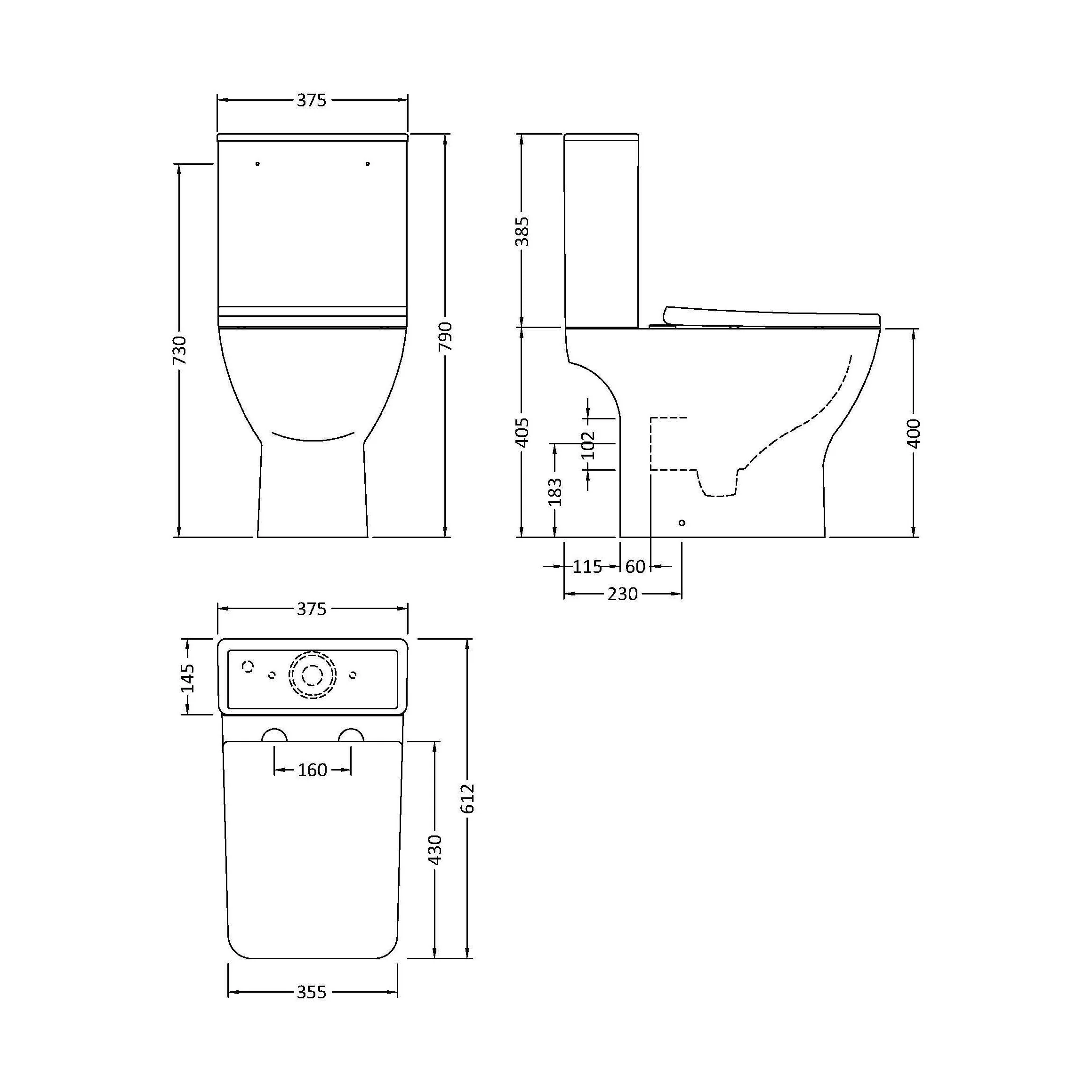 Hilderstone Modern Close Coupled Toilet with Soft Close Seat - Image 5