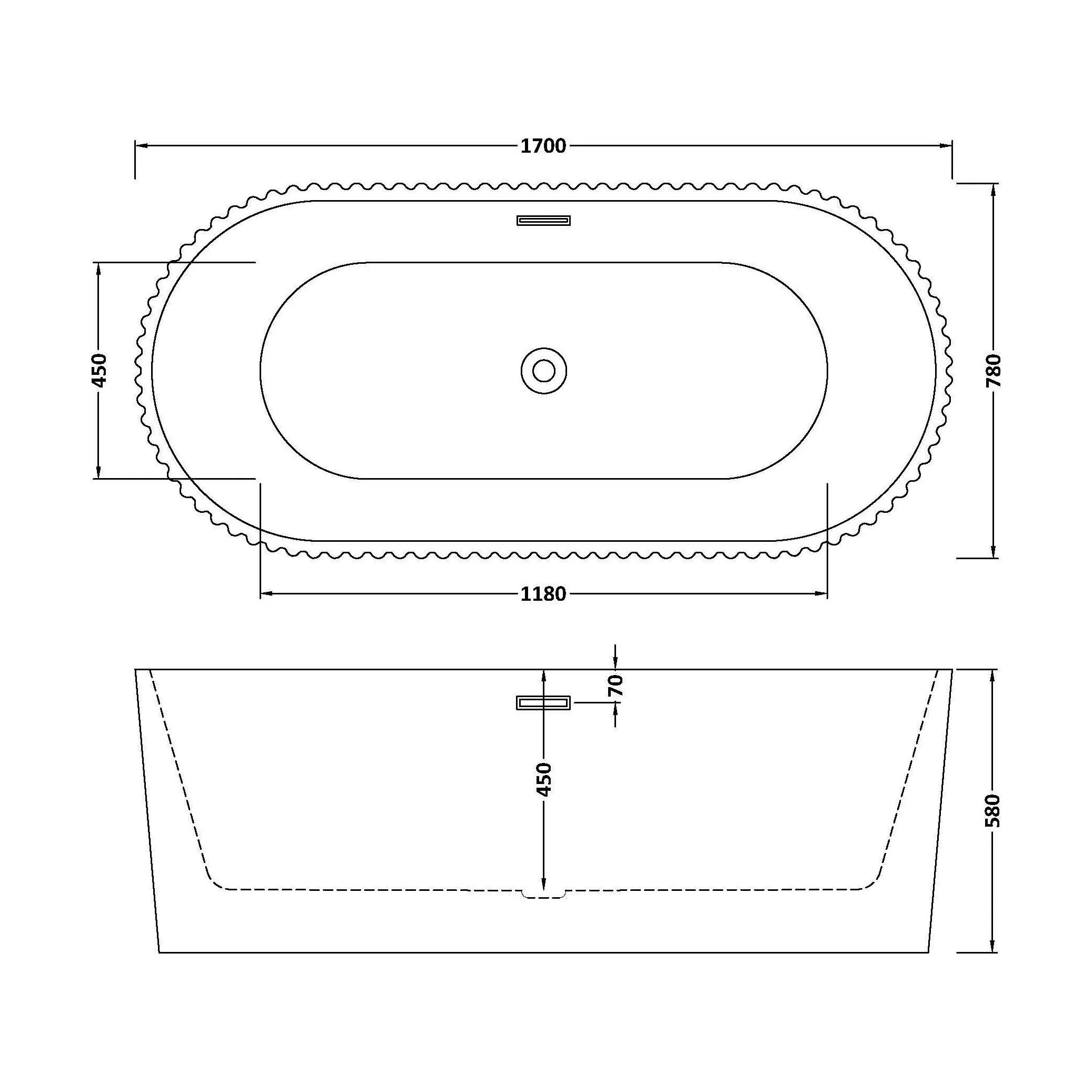 Contemporary Curved Freestanding Bath, Modern Ribbed Design - Choice of Size - Image 12