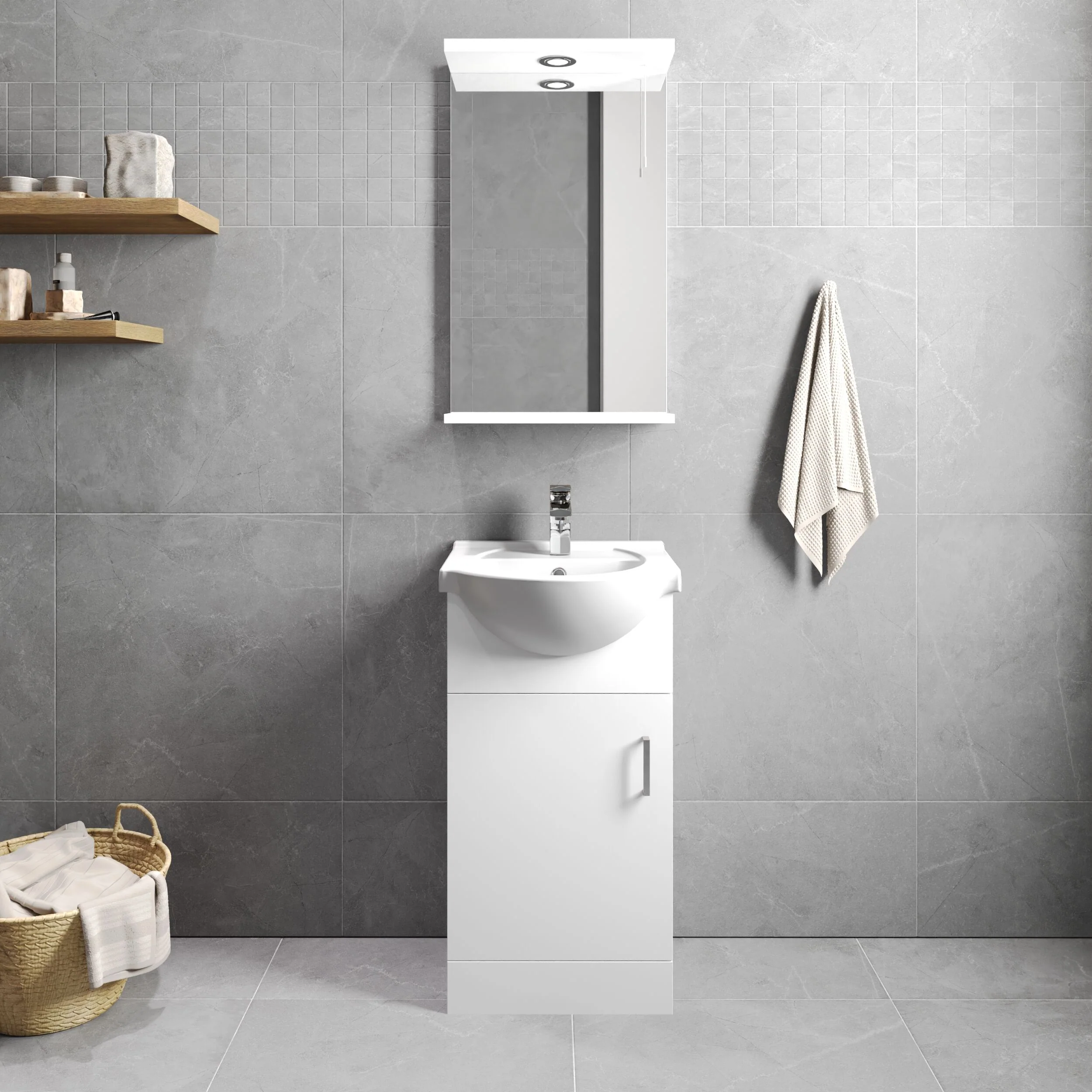 Hamstall Contemporary Floor Standing Vanity Unit with Round Ceramic Basin – Gloss White, Choice of Doors, Drawers & Sizes - Image 10