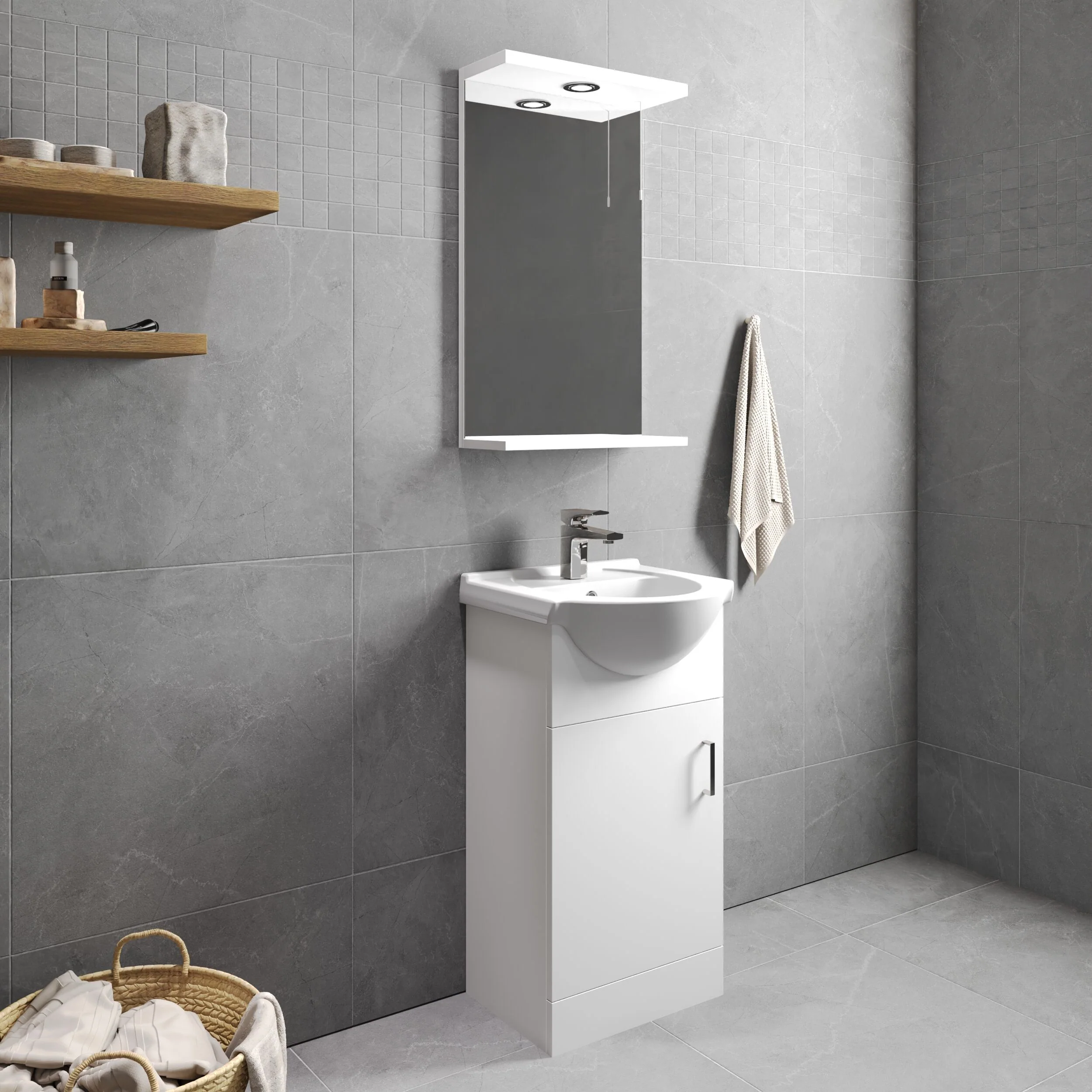 Hamstall Contemporary Floor Standing Vanity Unit with Round Ceramic Basin – Gloss White, Choice of Doors, Drawers & Sizes - Image 24