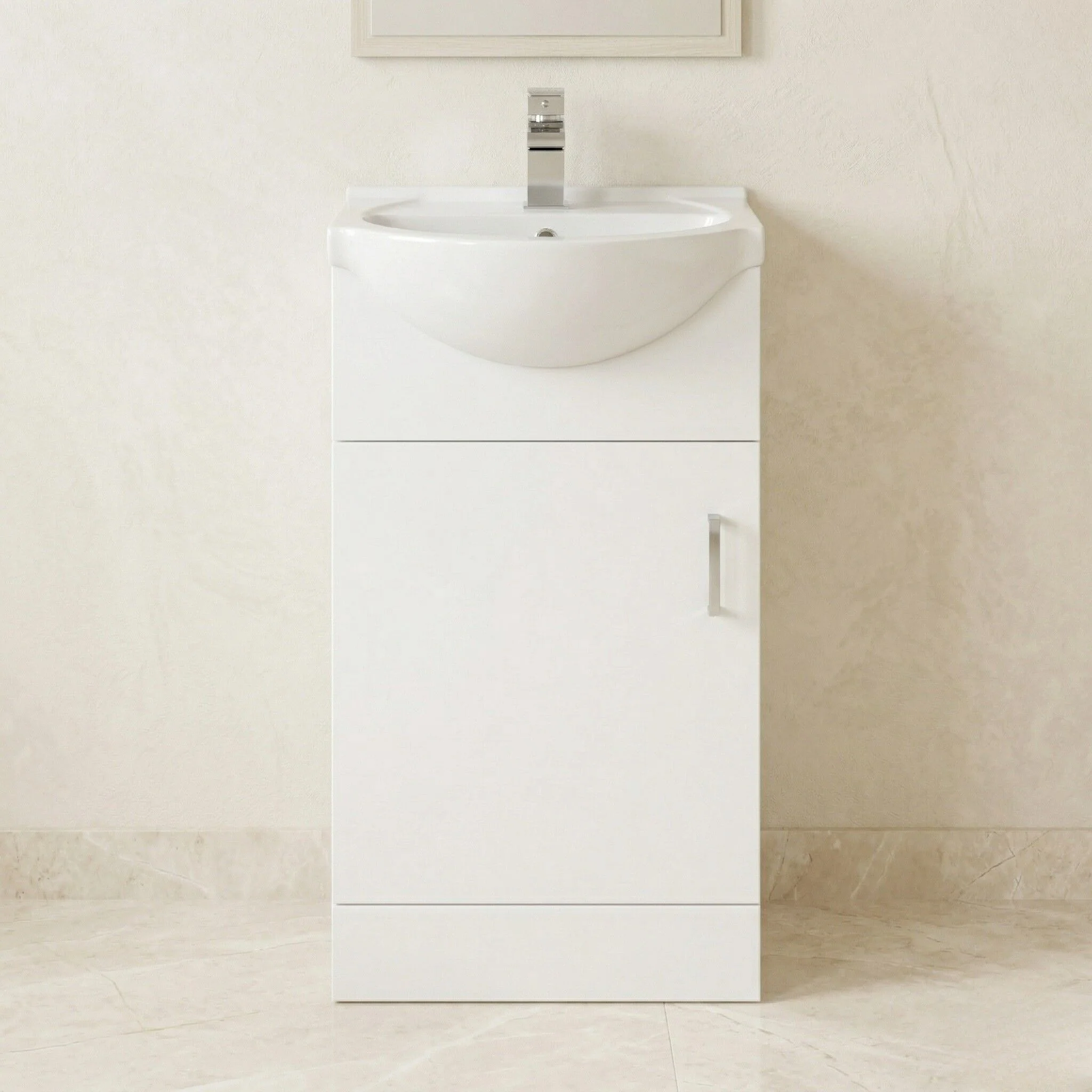 Hamstall Contemporary Floor Standing Vanity Unit with Round Ceramic Basin – Gloss White, Choice of Doors, Drawers & Sizes - Image 3