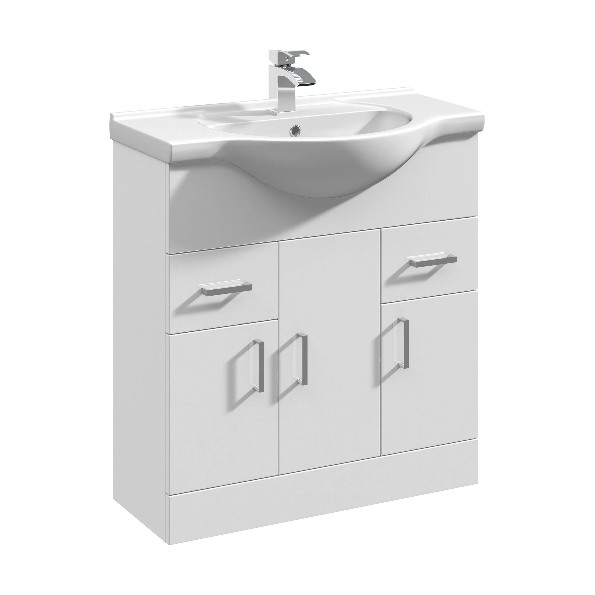 Hamstall Contemporary Floor Standing Vanity Unit with Round Ceramic Basin – Gloss White, Choice of Doors, Drawers & Sizes - Image 34