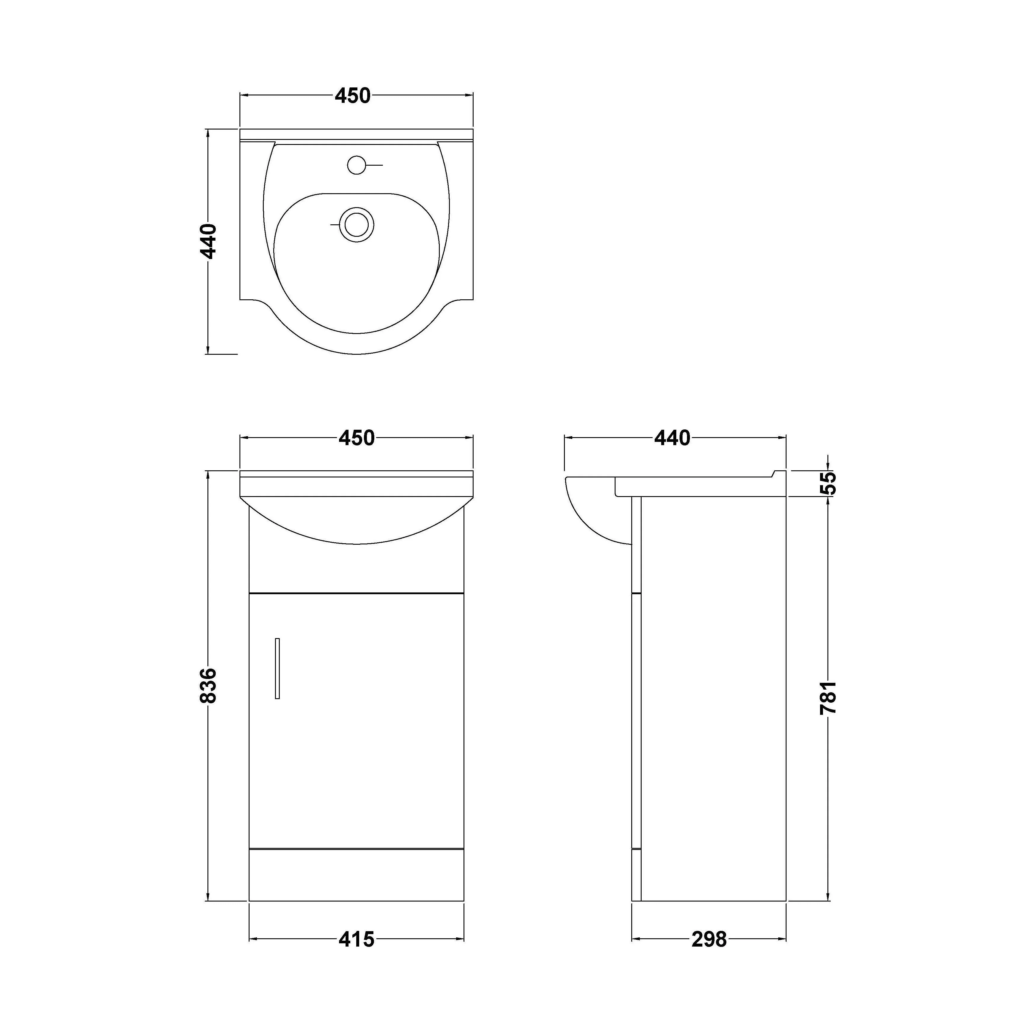 Hamstall Contemporary Floor Standing Vanity Unit with Round Ceramic Basin – Gloss White, Choice of Doors, Drawers & Sizes - Image 38