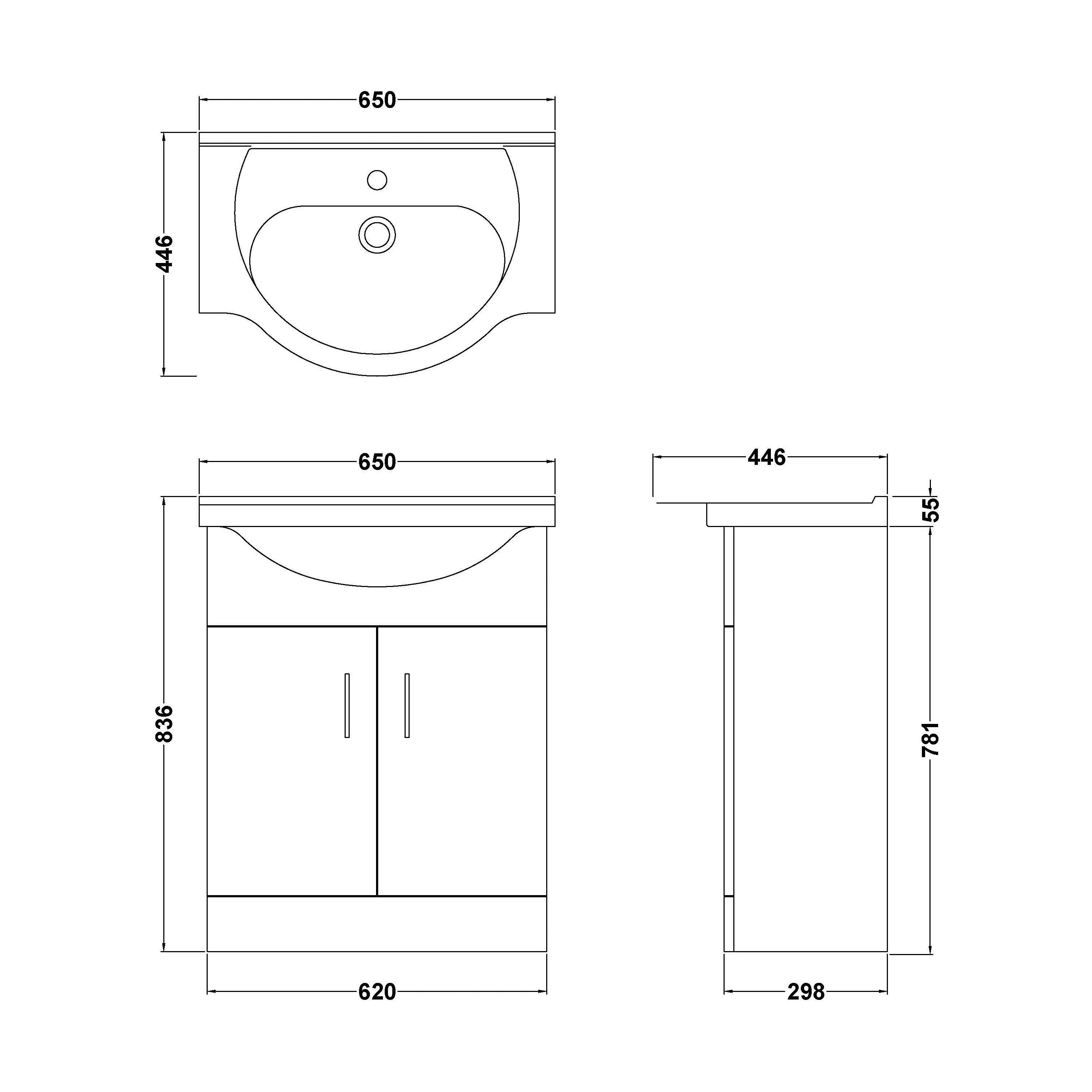 Hamstall Contemporary Floor Standing Vanity Unit with Round Ceramic Basin – Gloss White, Choice of Doors, Drawers & Sizes - Image 40