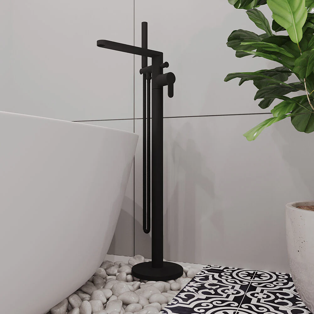 Consall Freestanding Round Bath Shower Mixer Tap with Kit - Choice of Colour - Image 11