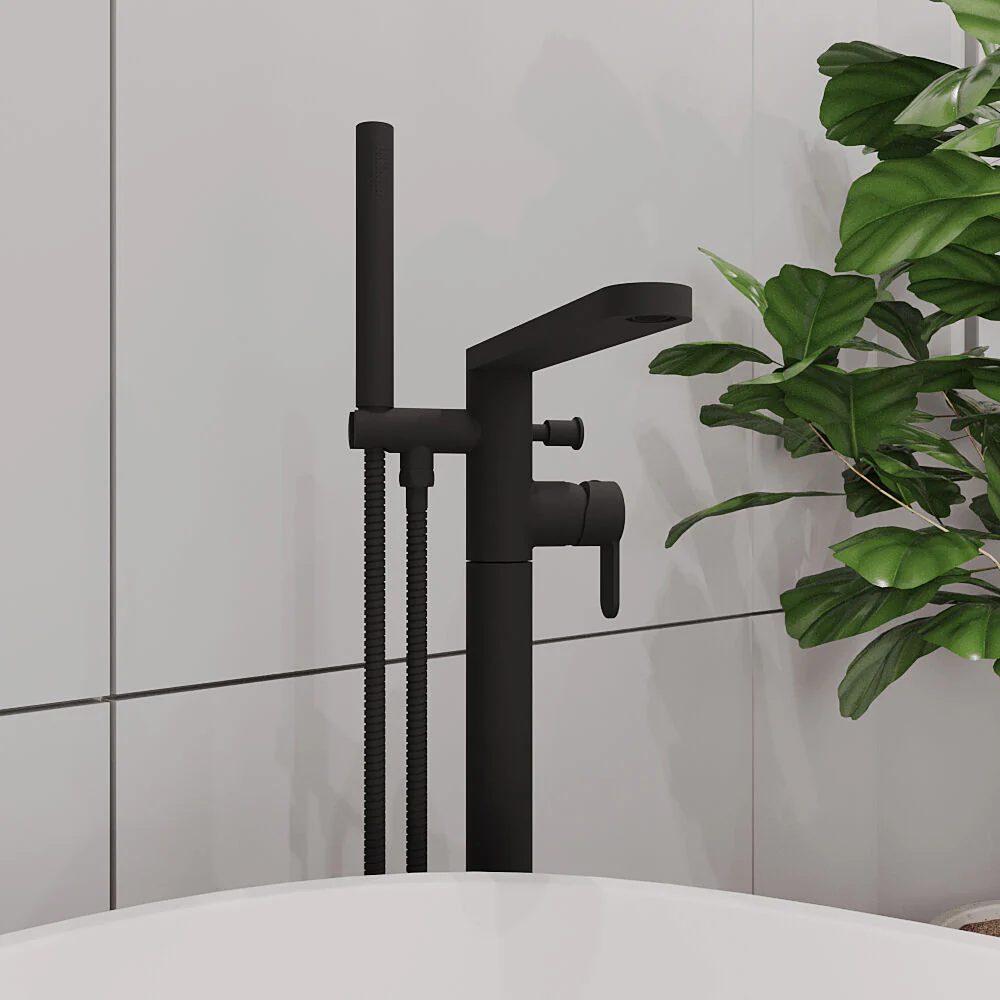 Consall Freestanding Round Bath Shower Mixer Tap with Kit - Choice of Colour - Image 13