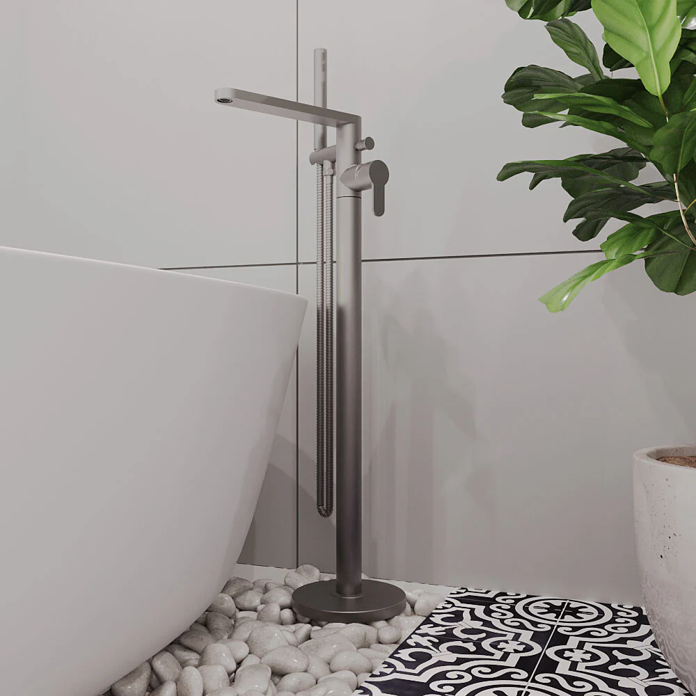 Consall Freestanding Round Bath Shower Mixer Tap with Kit - Choice of Colour - Image 14