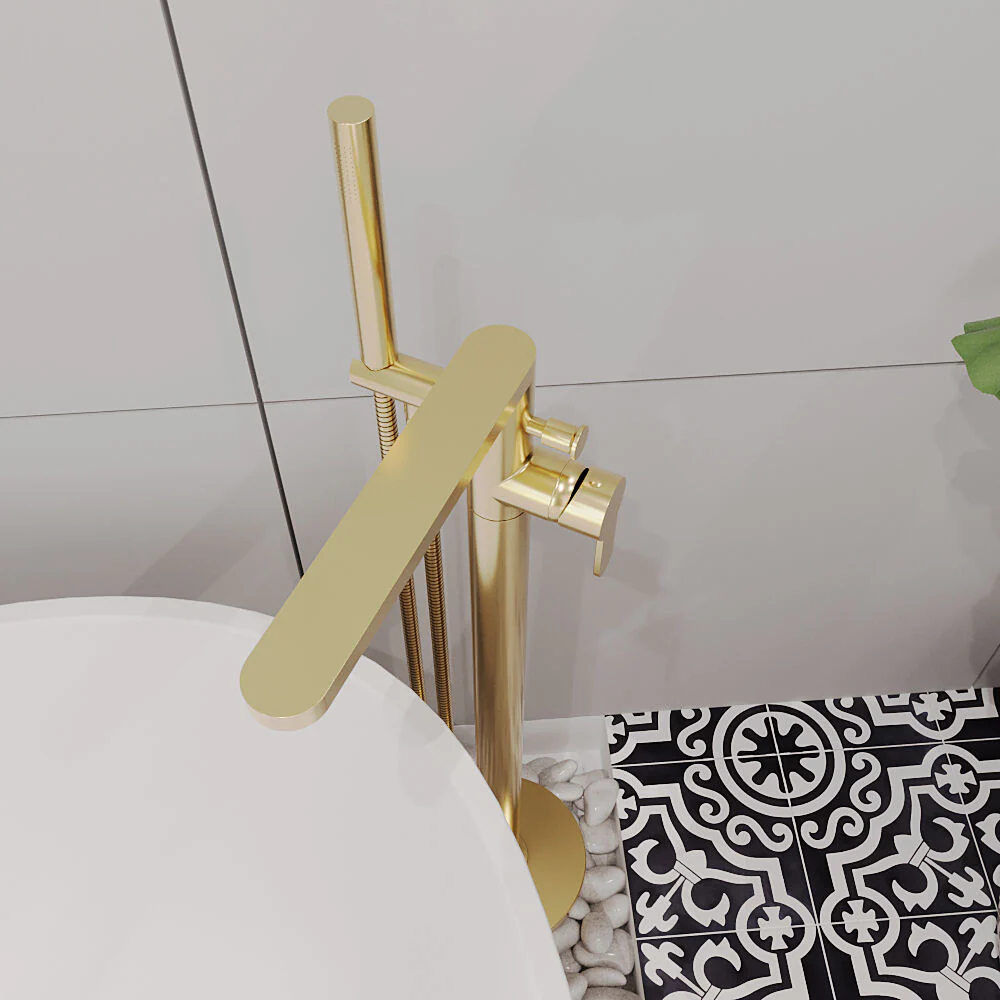 Consall Freestanding Round Bath Shower Mixer Tap with Kit - Choice of Colour - Image 18