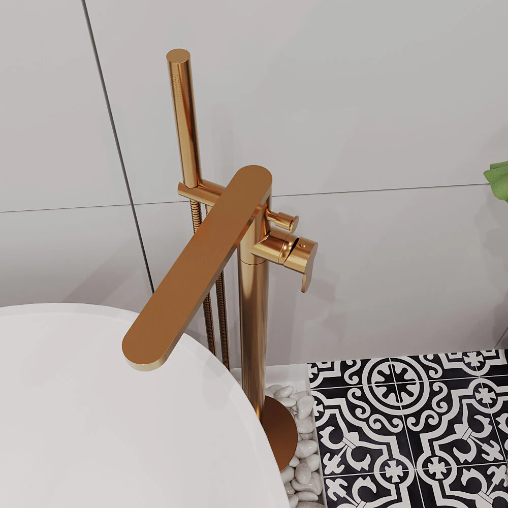 Consall Freestanding Round Bath Shower Mixer Tap with Kit - Choice of Colour - Image 6