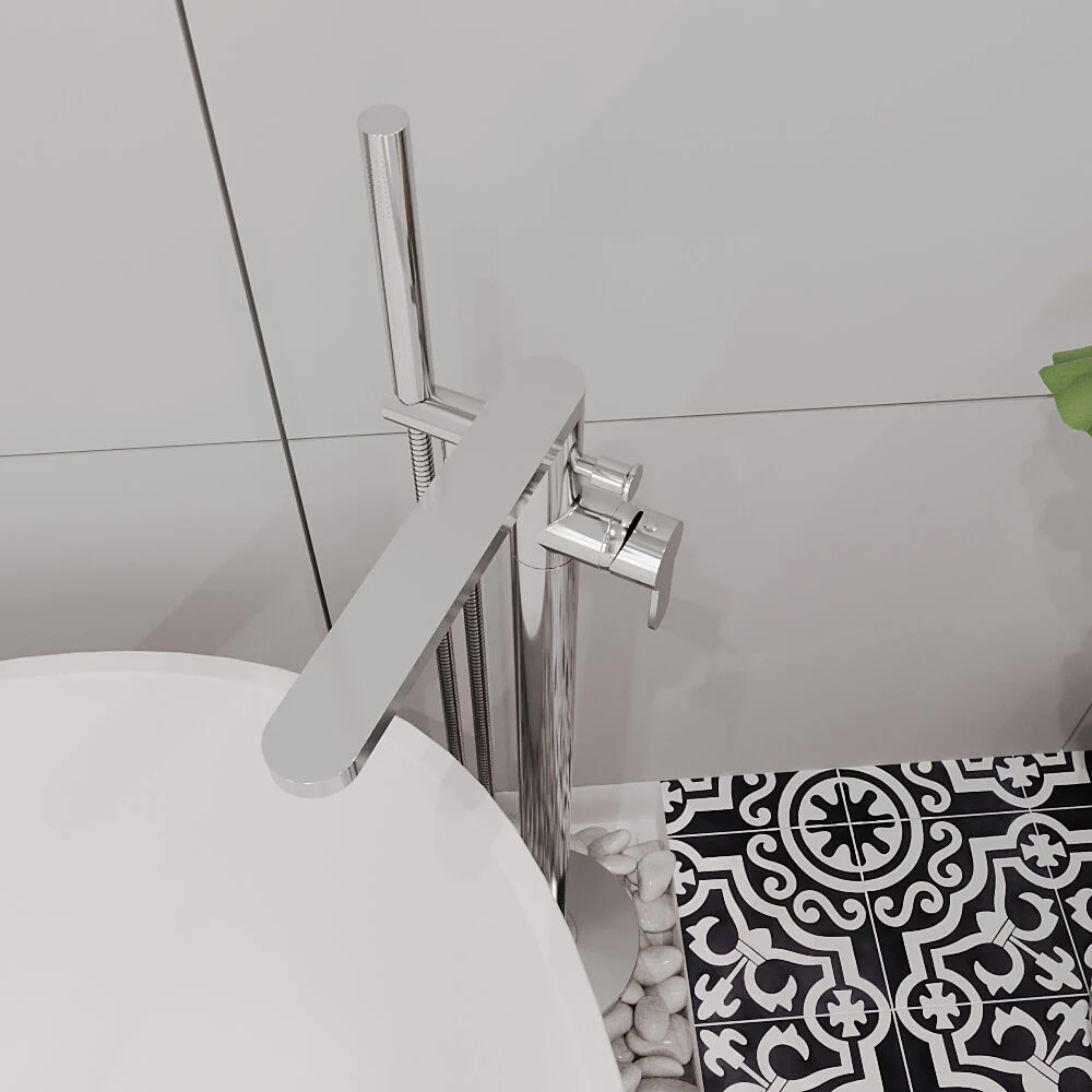 Consall Freestanding Round Bath Shower Mixer Tap with Kit - Choice of Colour - Image 9