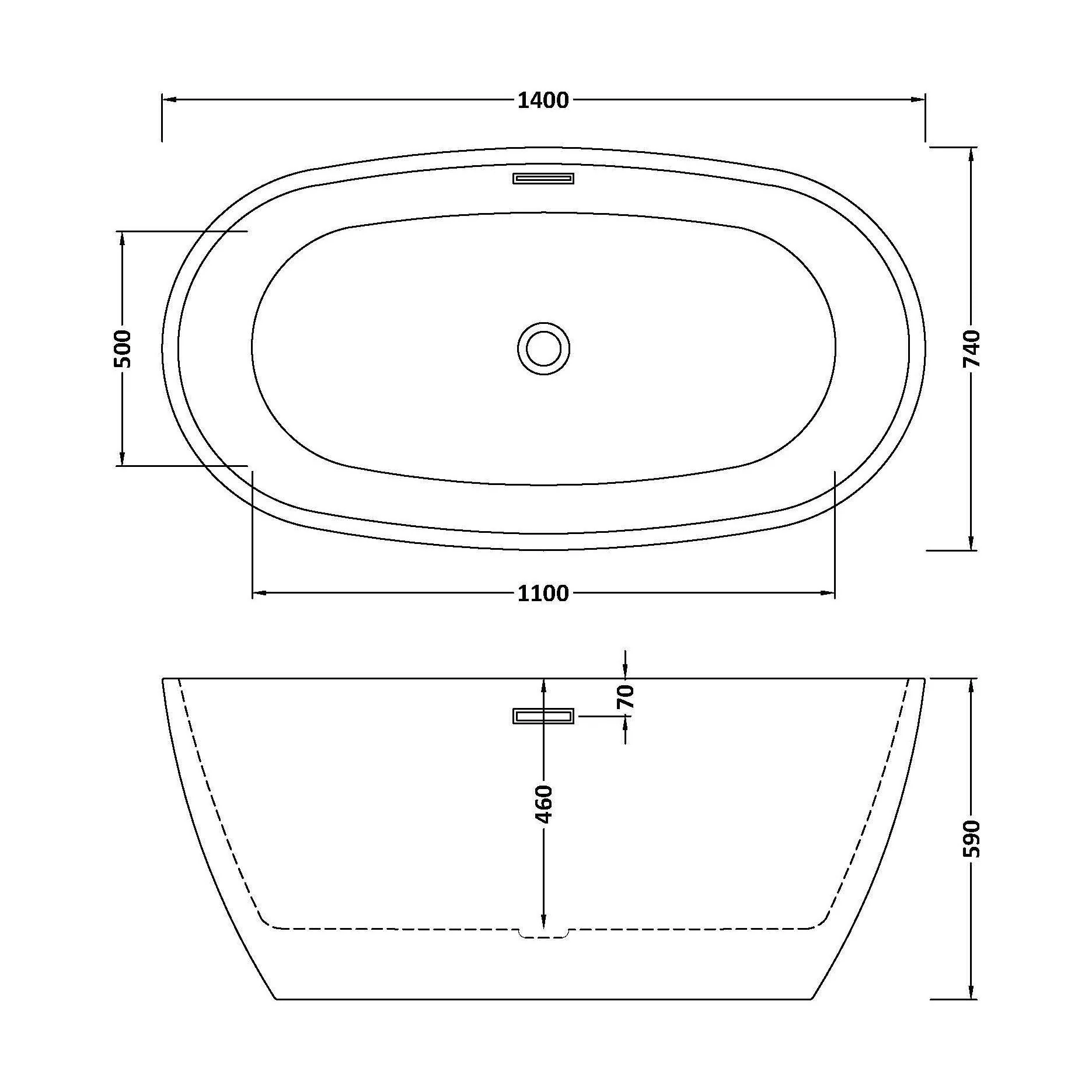 Contemporary Oval Freestanding Bath with Waste, Double Ended - Choice of Size - Image 17