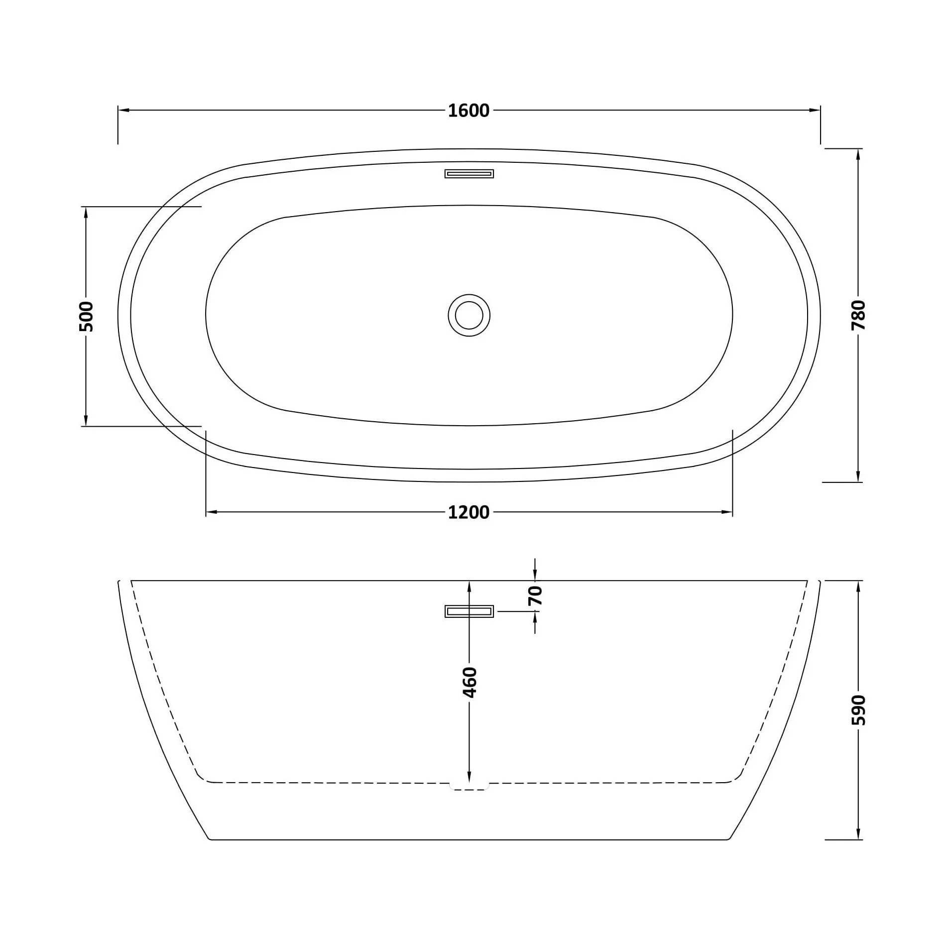 Contemporary Oval Freestanding Bath with Waste, Double Ended - Choice of Size - Image 18