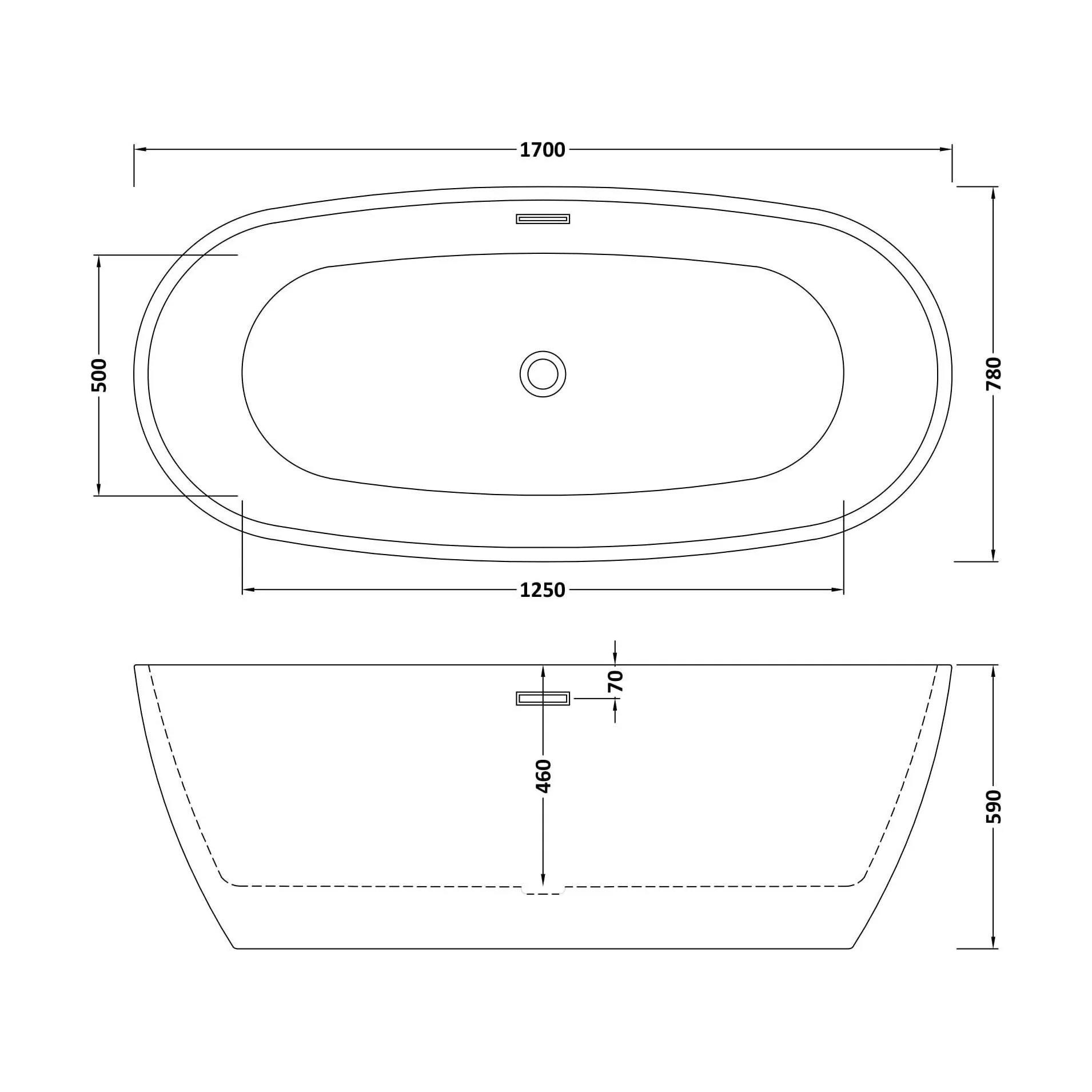 Contemporary Oval Freestanding Bath with Waste, Double Ended - Choice of Size - Image 19