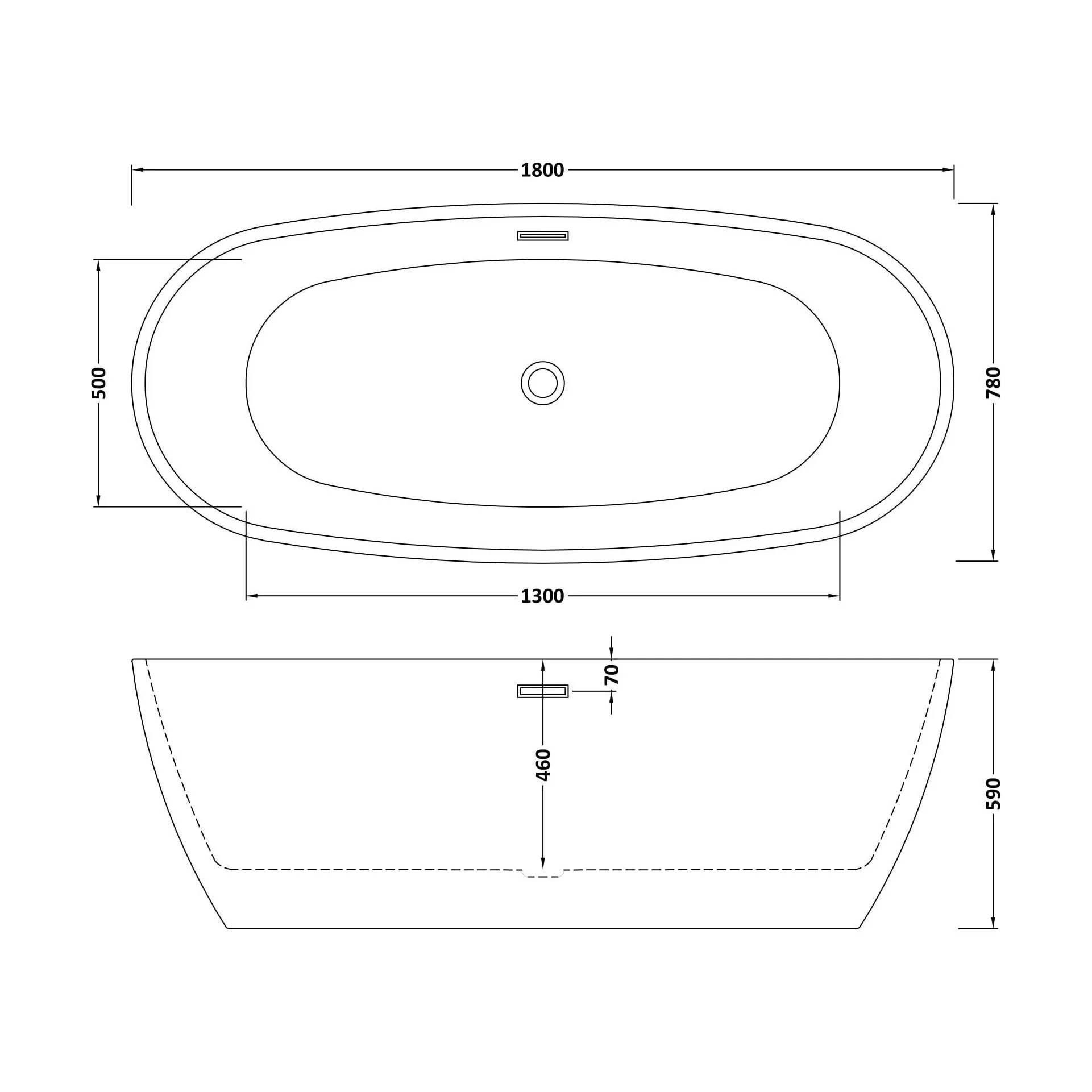 Contemporary Oval Freestanding Bath with Waste, Double Ended - Choice of Size - Image 20