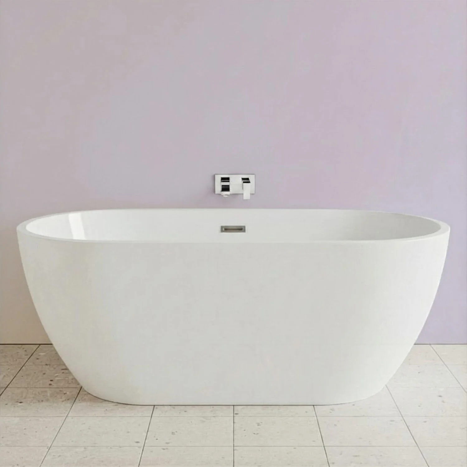 Contemporary Oval Freestanding Bath with Waste, Double Ended - Choice of Size - Image 3