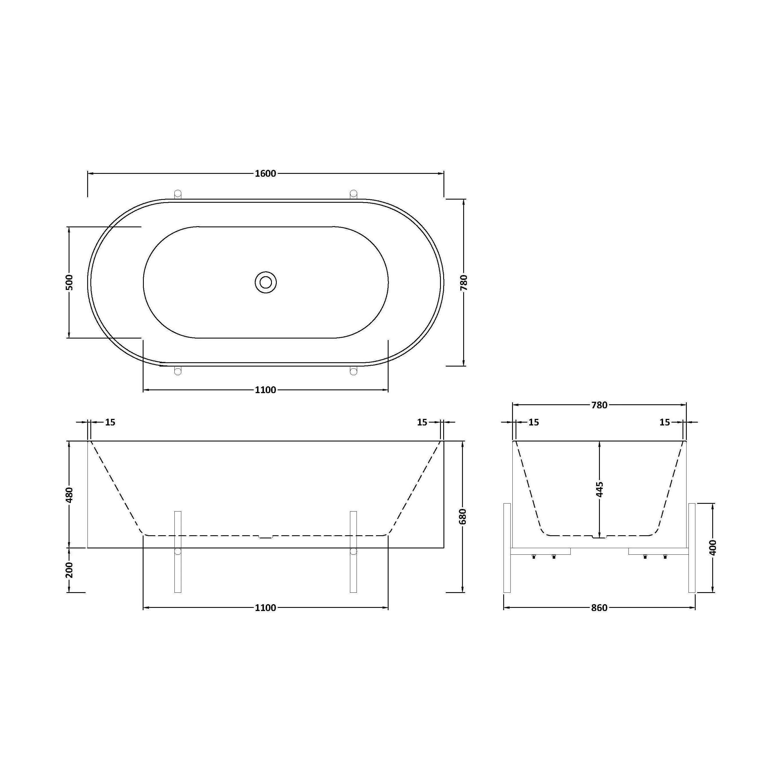 Contemporary Oval Freestanding Bath with Stand - Choice of Size - Image 11