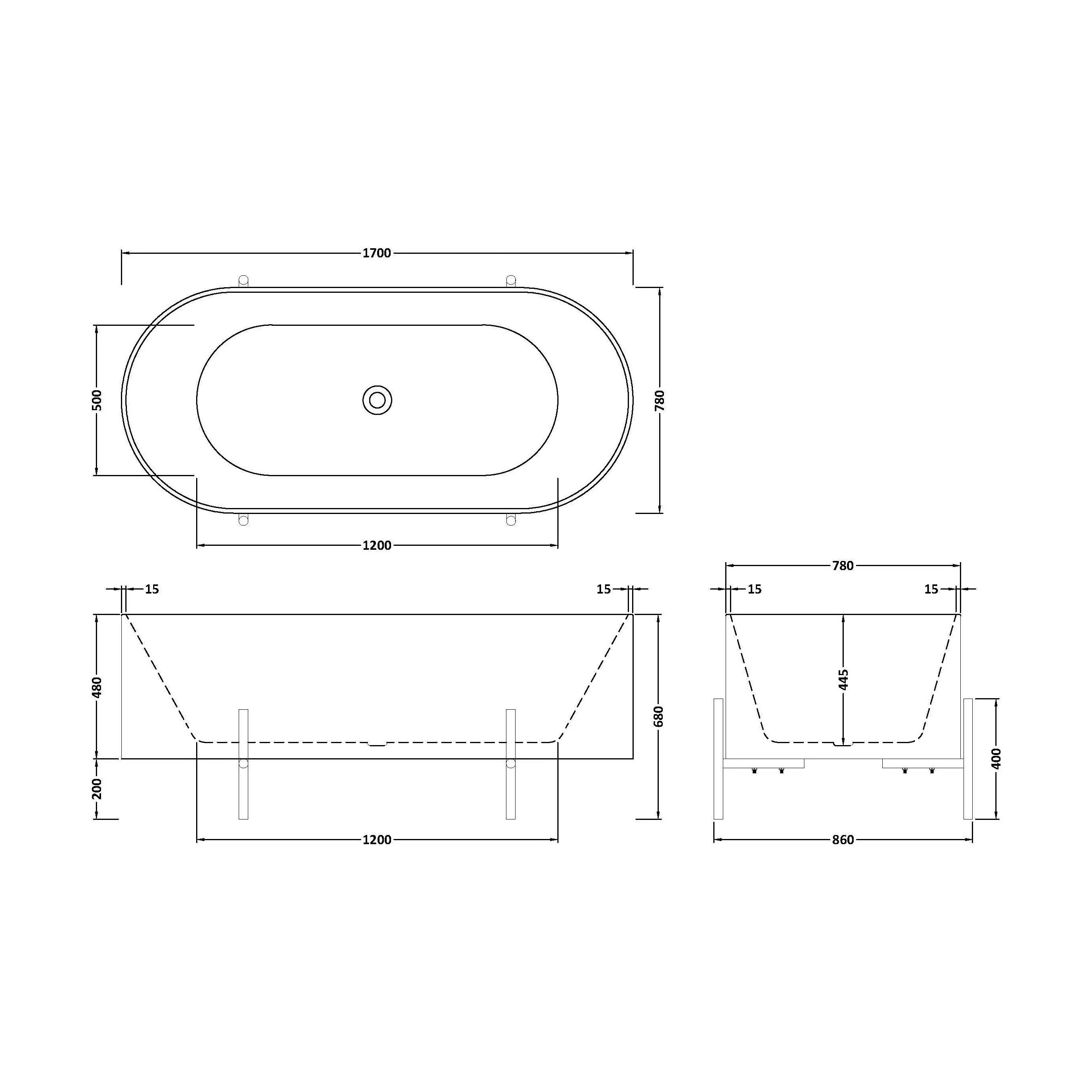 Contemporary Oval Freestanding Bath with Stand - Choice of Size - Image 12