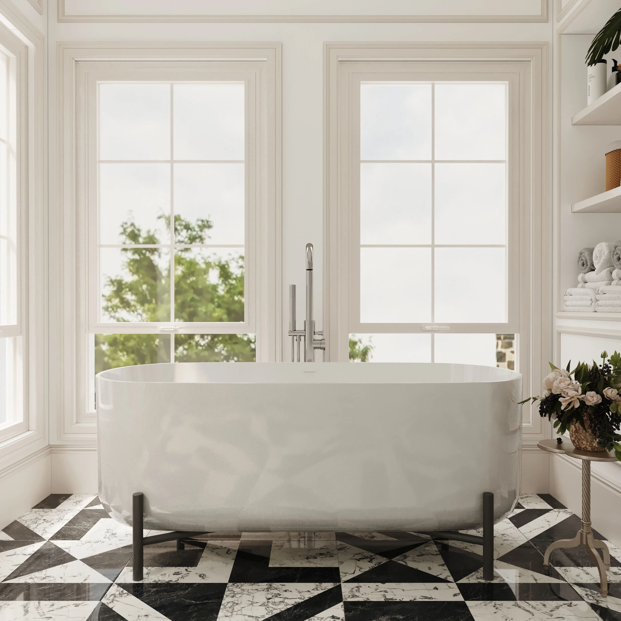 Contemporary Oval Freestanding Bath with Stand - Choice of Size - Image 3