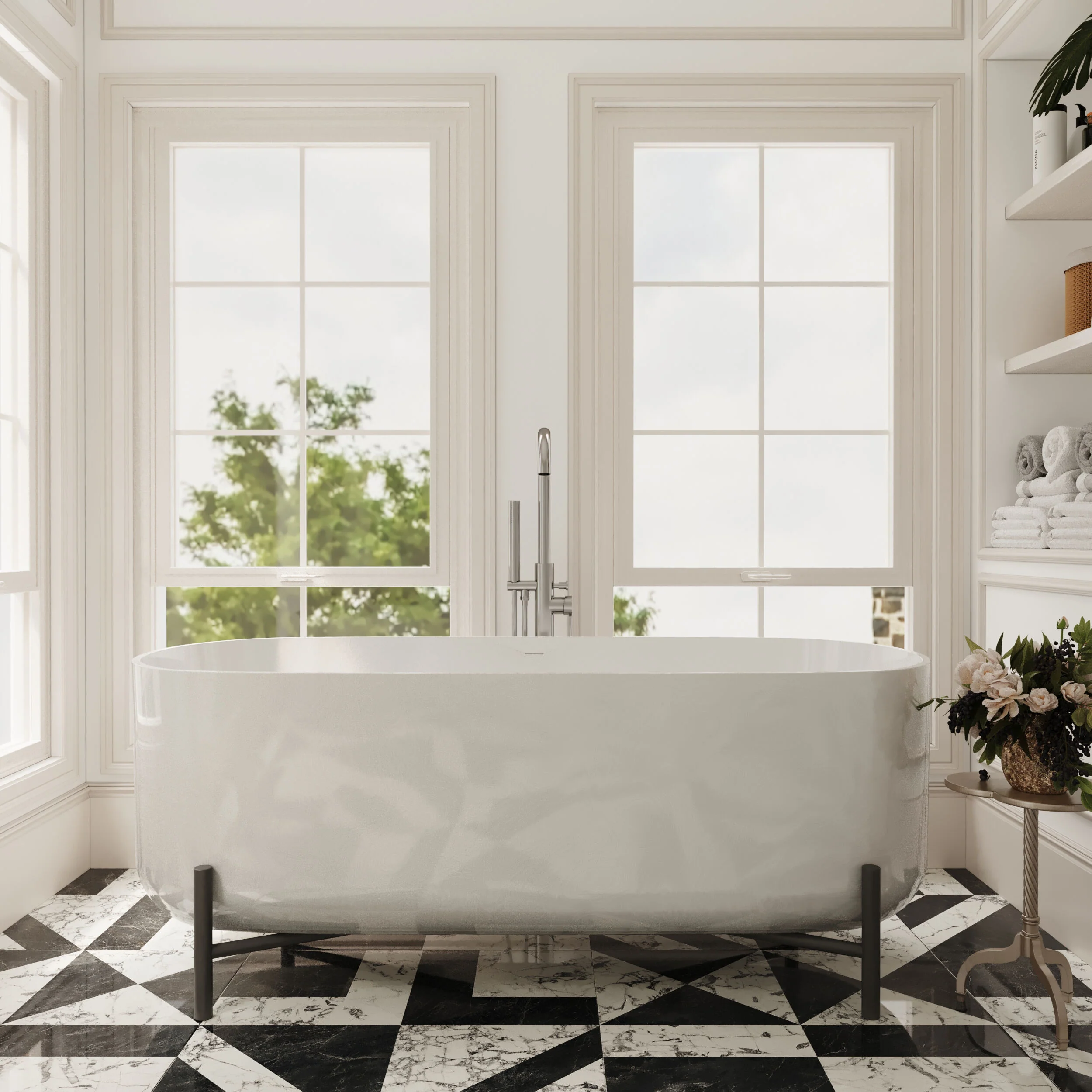 Contemporary Oval Freestanding Bath with Stand - Choice of Size - Image 4