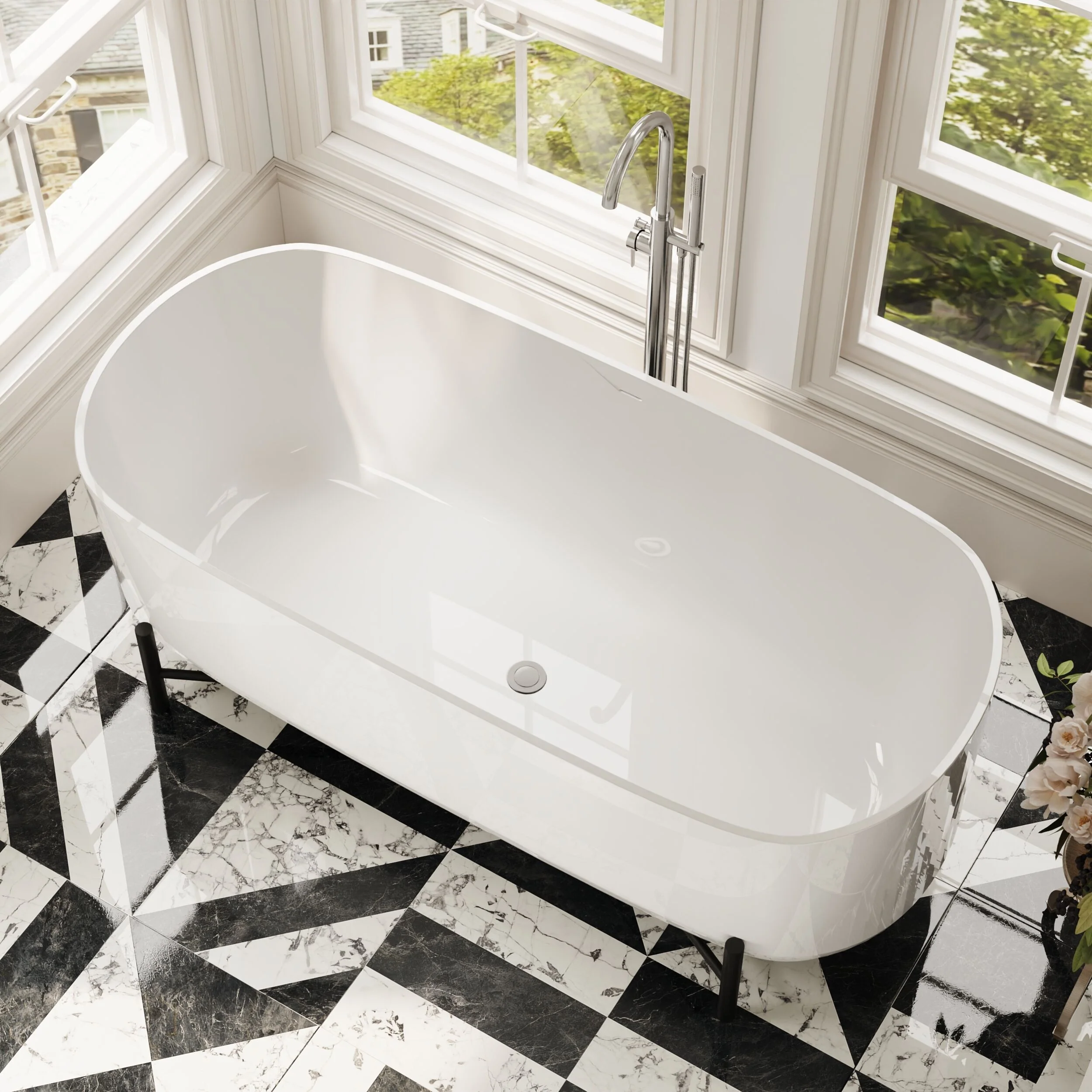 Contemporary Oval Freestanding Bath with Stand - Choice of Size - Image 5