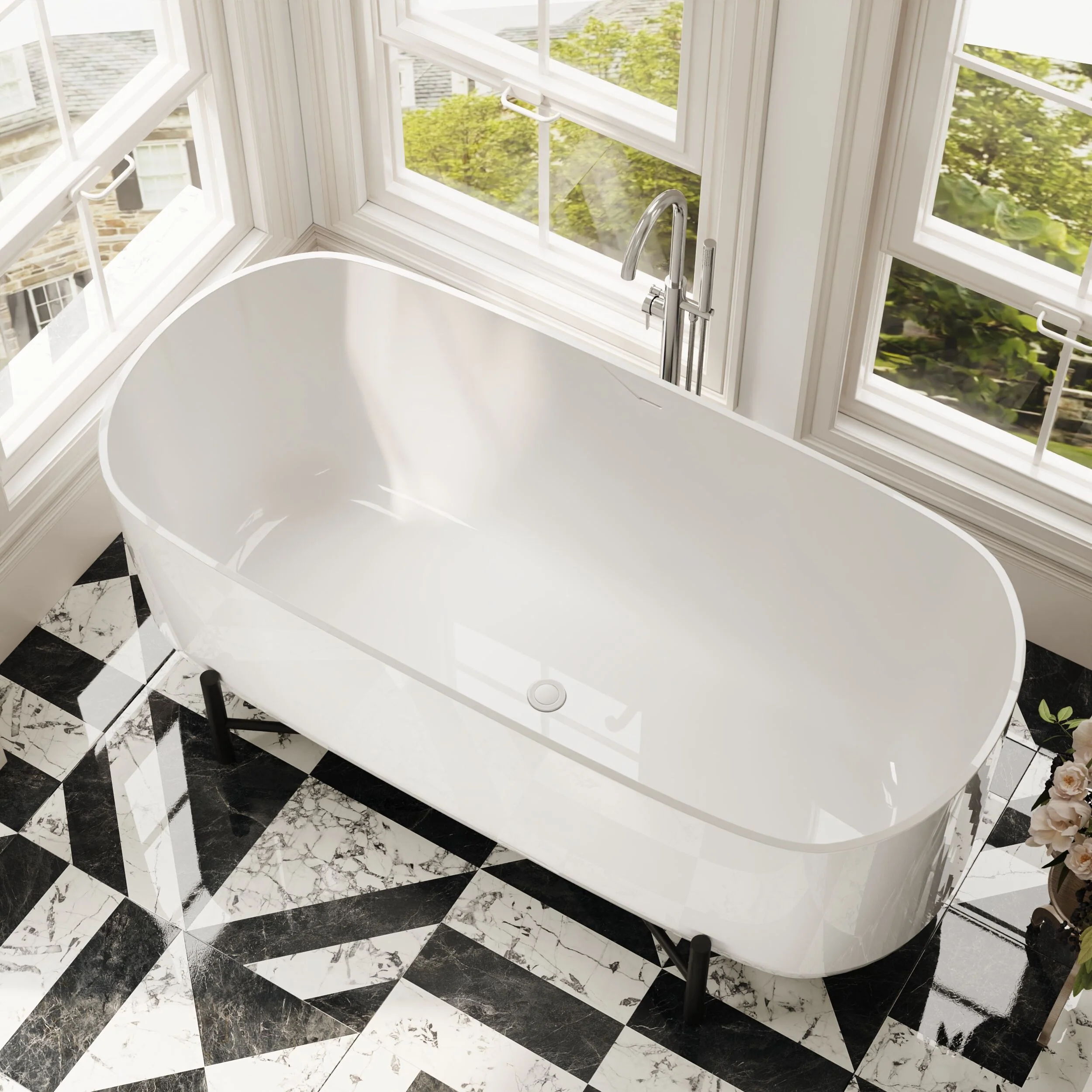 Contemporary Oval Freestanding Bath with Stand - Choice of Size - Image 6
