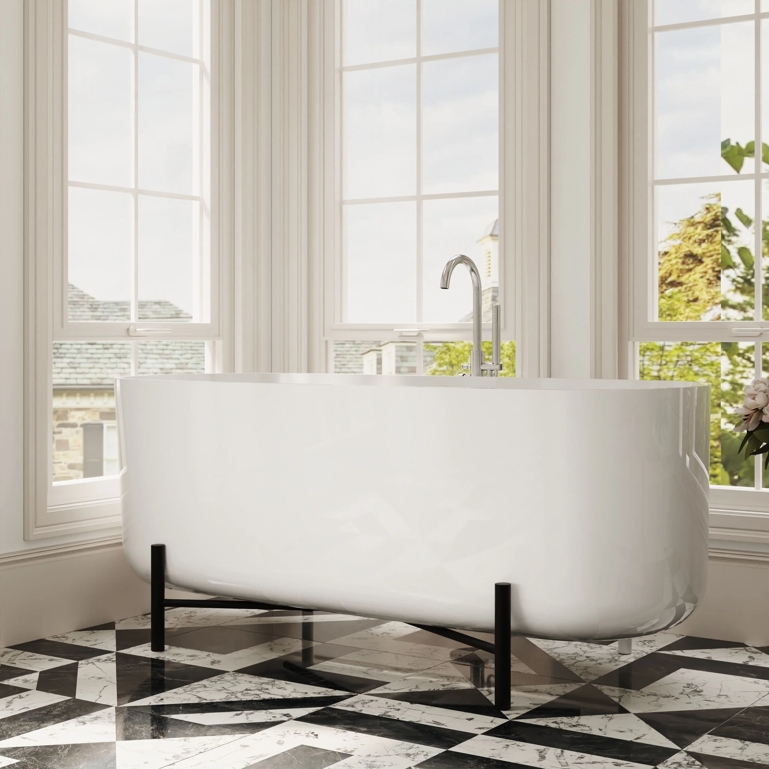 Contemporary Oval Freestanding Bath with Stand - Choice of Size - Image 8