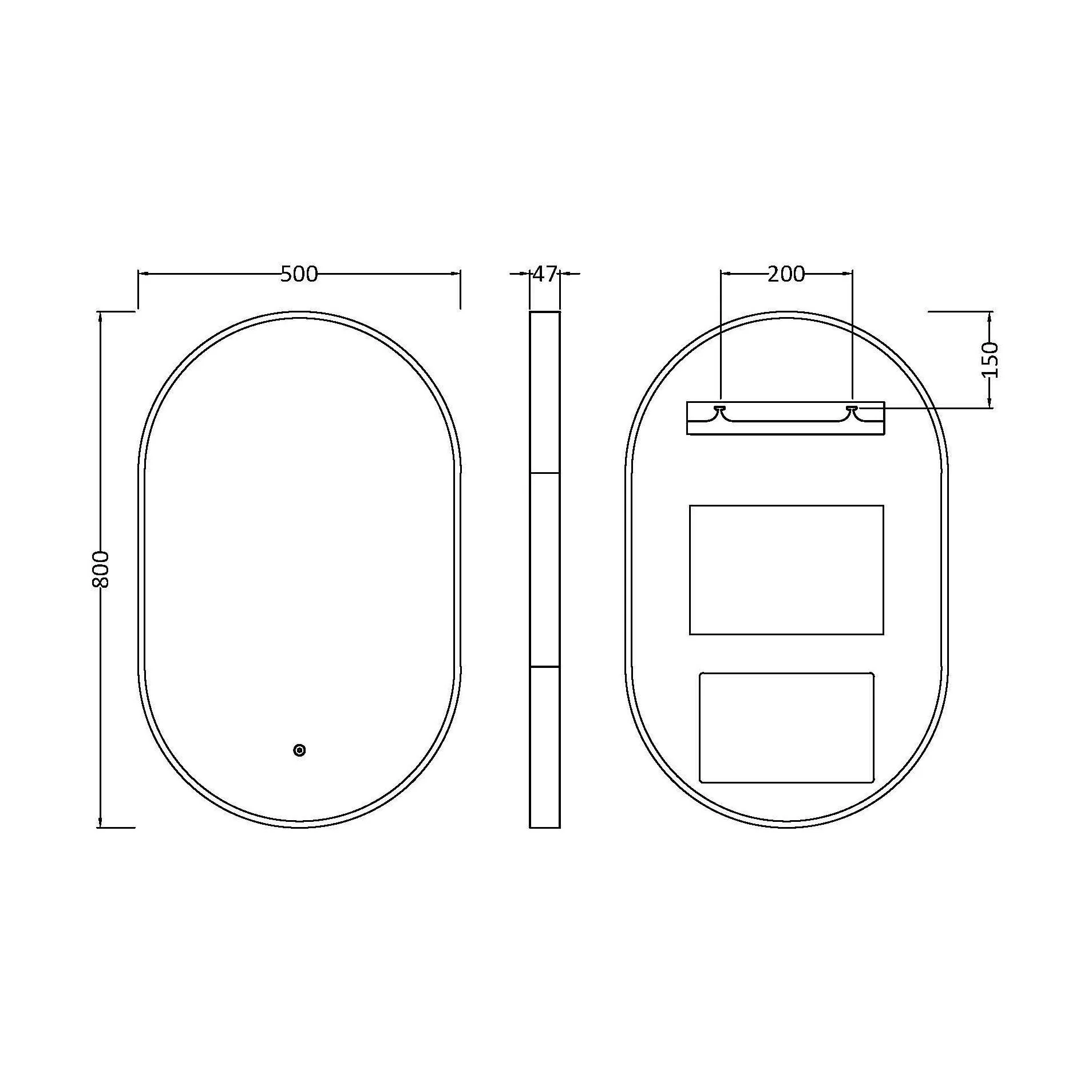 Quixhill Contemporary Oval Inset Framed LED Touch Sensor Mirror - 800 x 500mm - Image 7