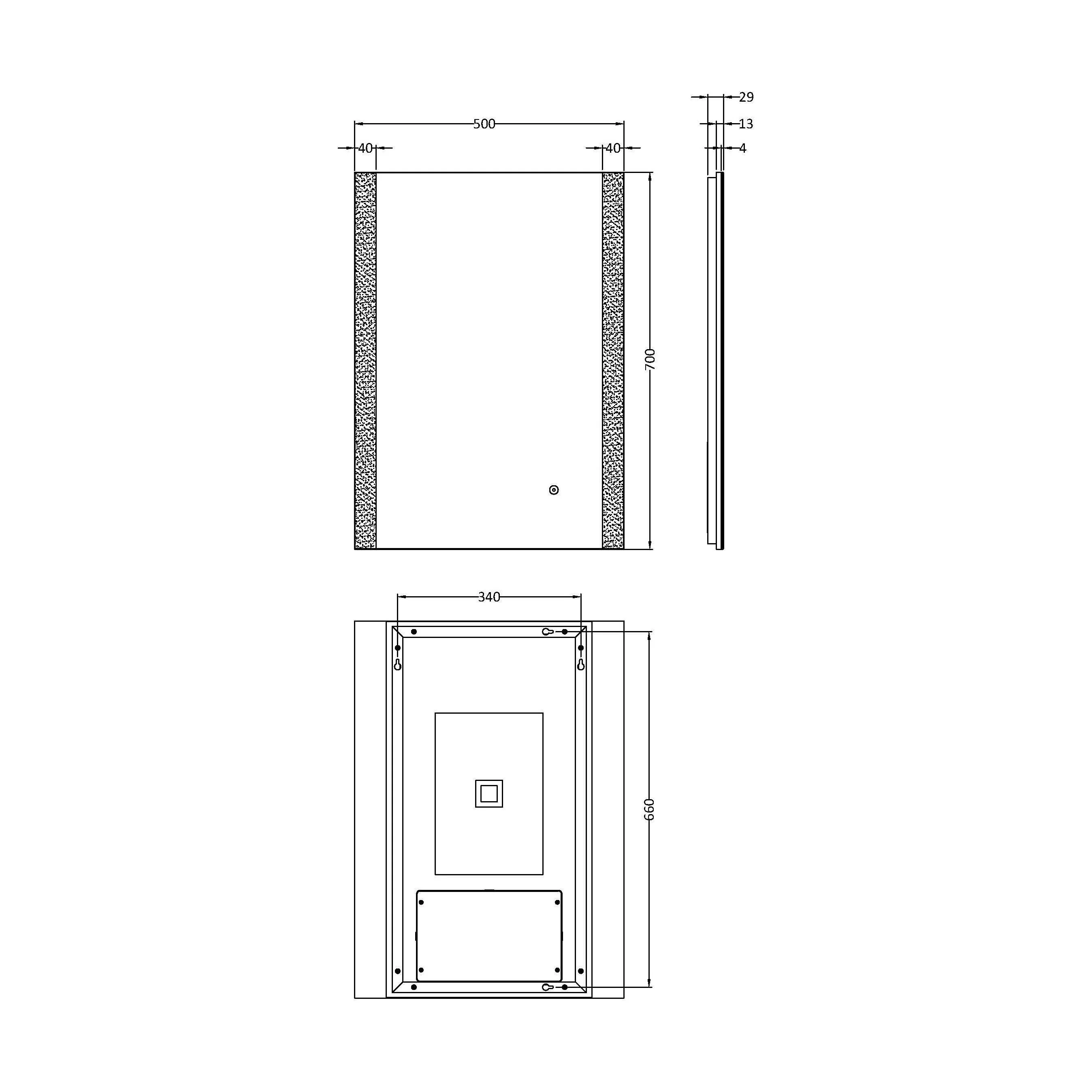 Talke Contemporary Rectangular LED Illuminated Touch Sensor Mirror with Demister, 700mm x 500mm - Image 4