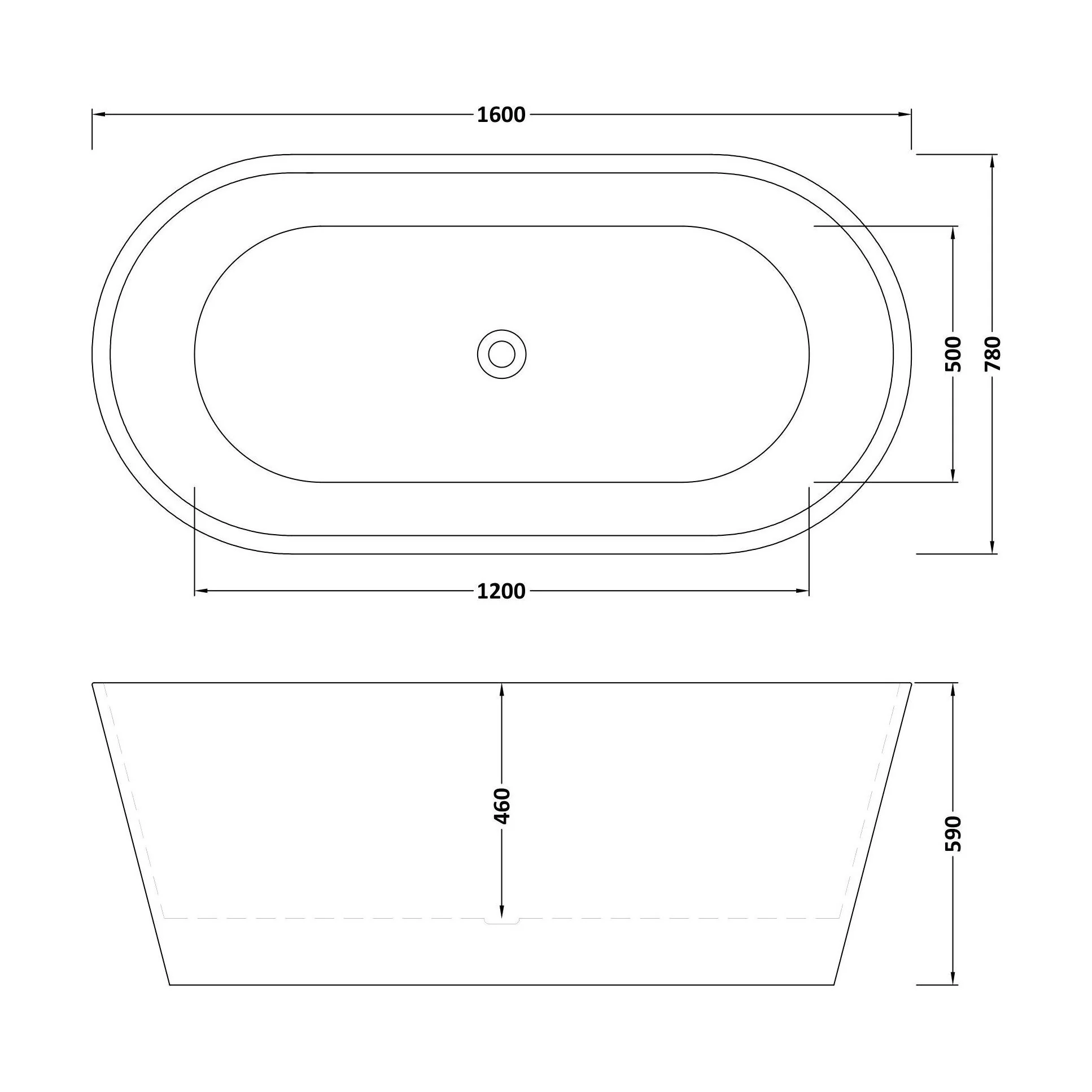 Contemporary Rounded Rectangular Freestanding Bath with Waste - Choice of Size - Image 11