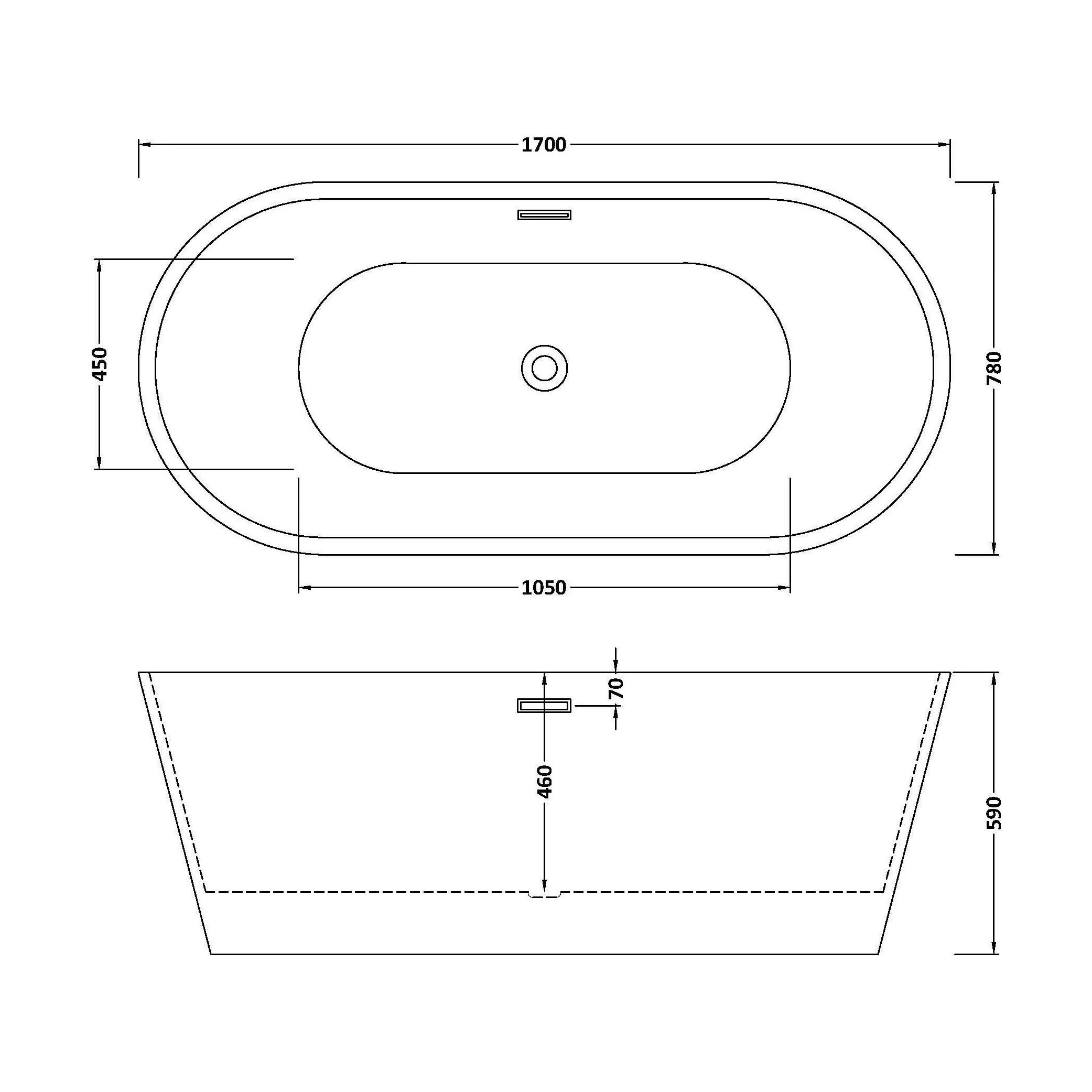 Contemporary Rounded Rectangular Freestanding Bath with Waste - Choice of Size - Image 12