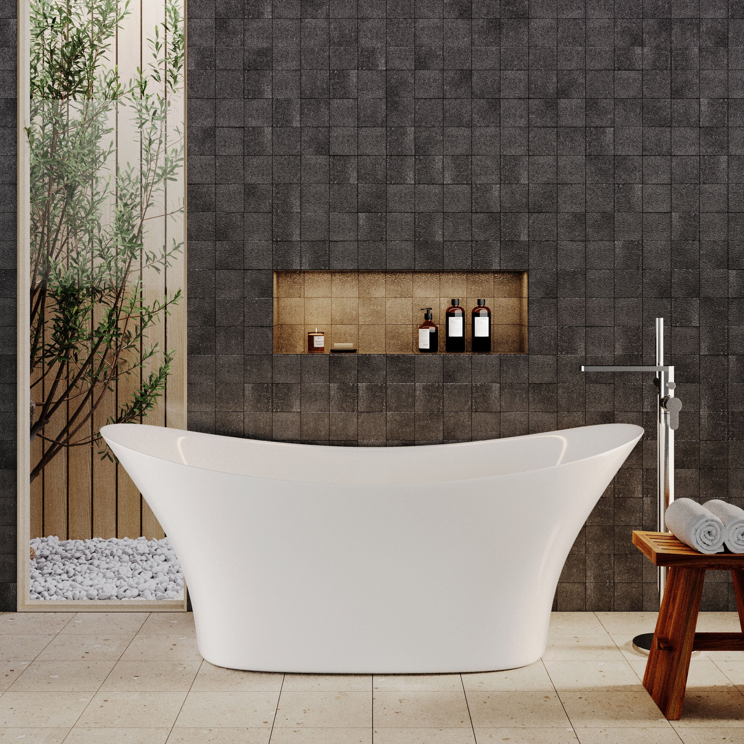 Contemporary Slipper Freestanding Bath  - 1700mm x 750mm - Image 2