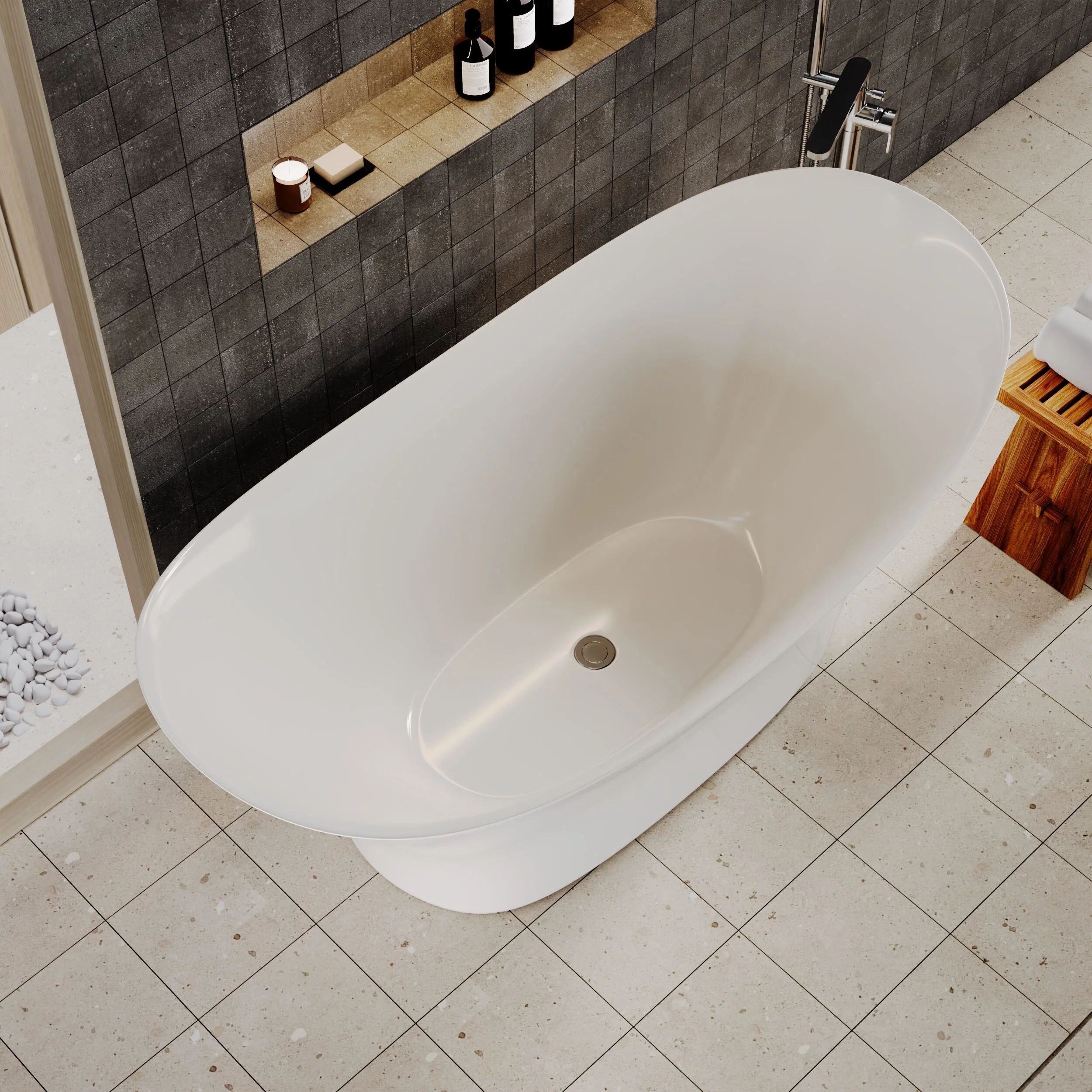 Contemporary Slipper Freestanding Bath  - 1700mm x 750mm - Image 3