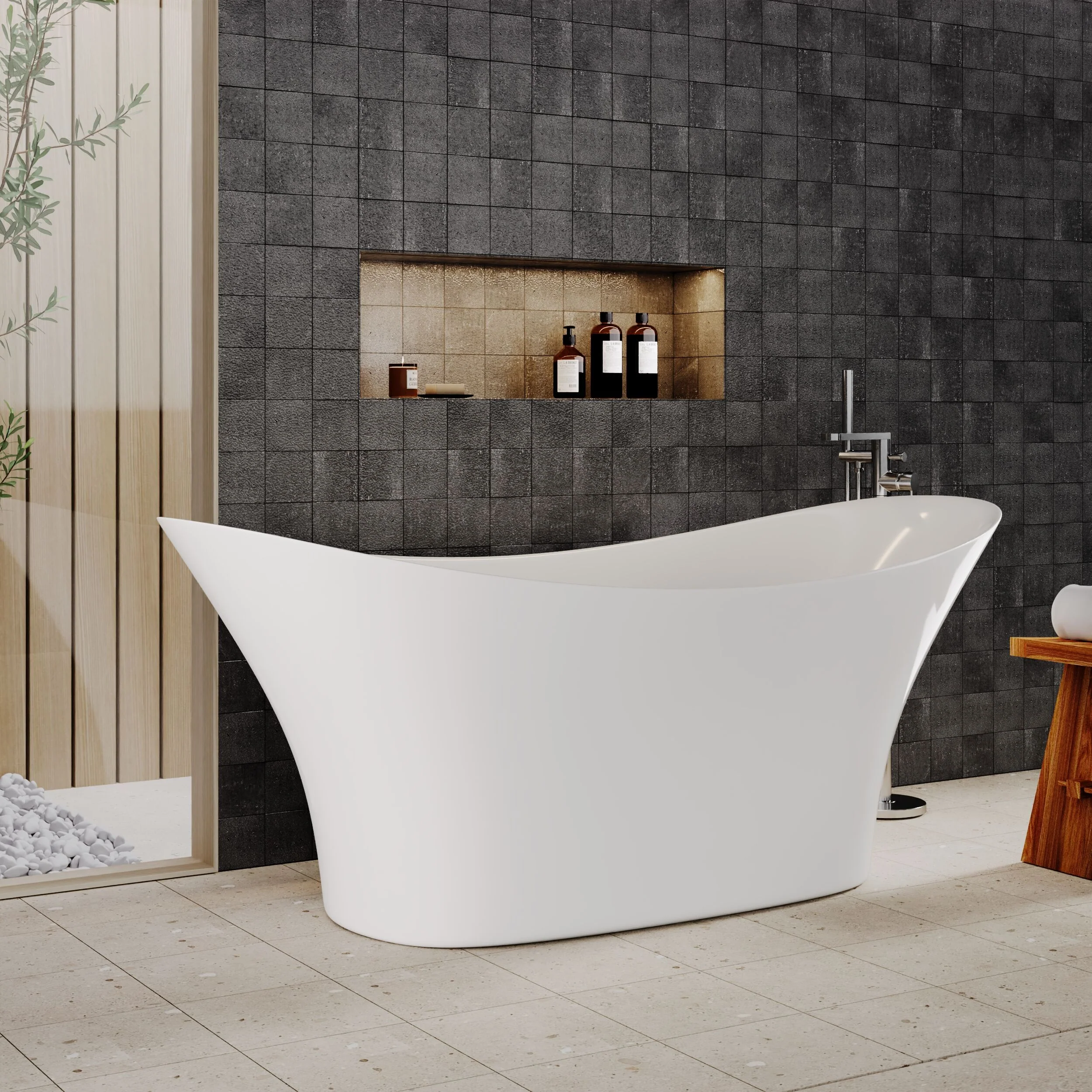 Contemporary Slipper Freestanding Bath  - 1700mm x 750mm - Image 4