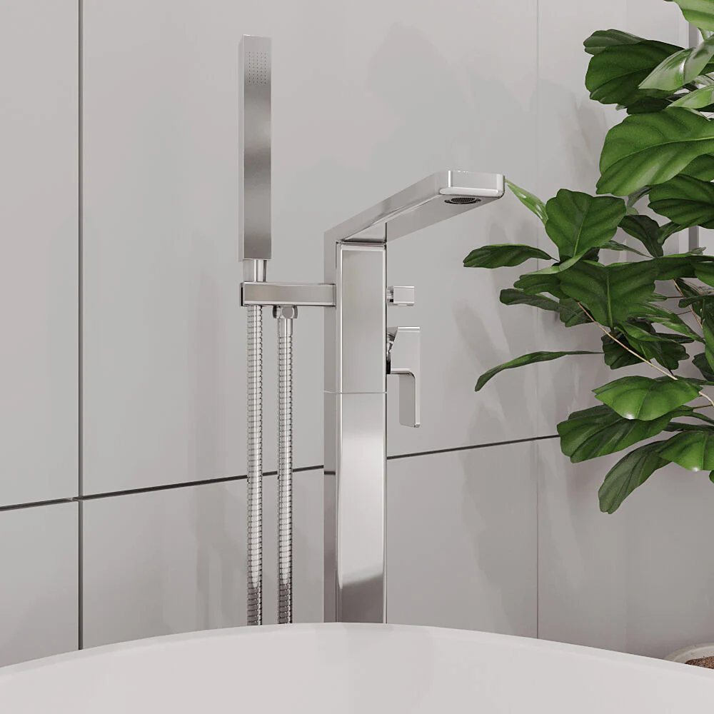 Swinscoe Contemporary Square Freestanding Bath Shower Mixer Tap with Kit - Choice of Colour - Image 11