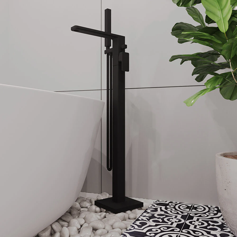 Swinscoe Contemporary Square Freestanding Bath Shower Mixer Tap with Kit - Choice of Colour - Image 12