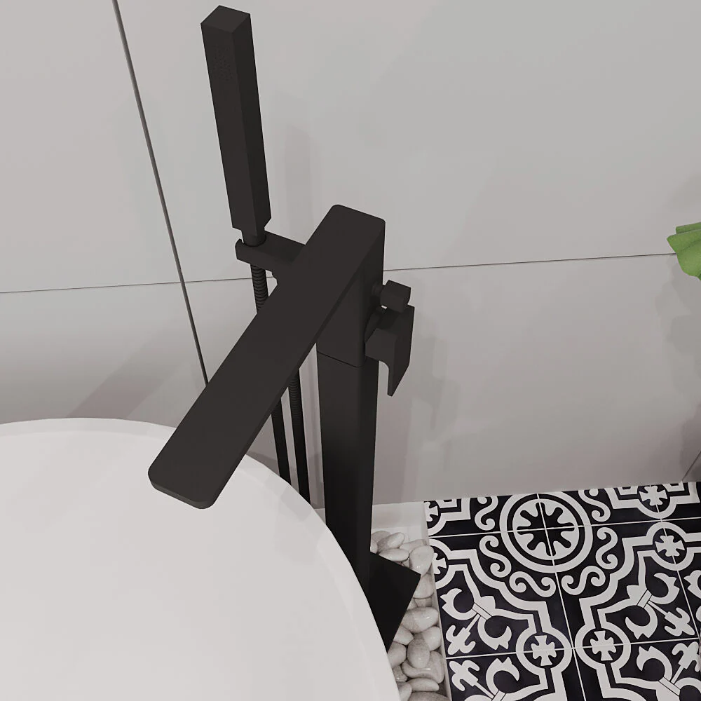 Swinscoe Contemporary Square Freestanding Bath Shower Mixer Tap with Kit - Choice of Colour - Image 13