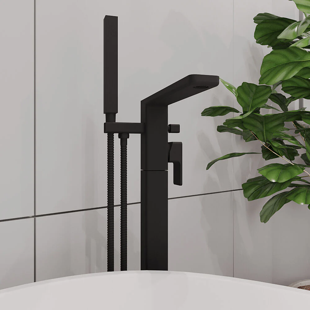 Swinscoe Contemporary Square Freestanding Bath Shower Mixer Tap with Kit - Choice of Colour - Image 14