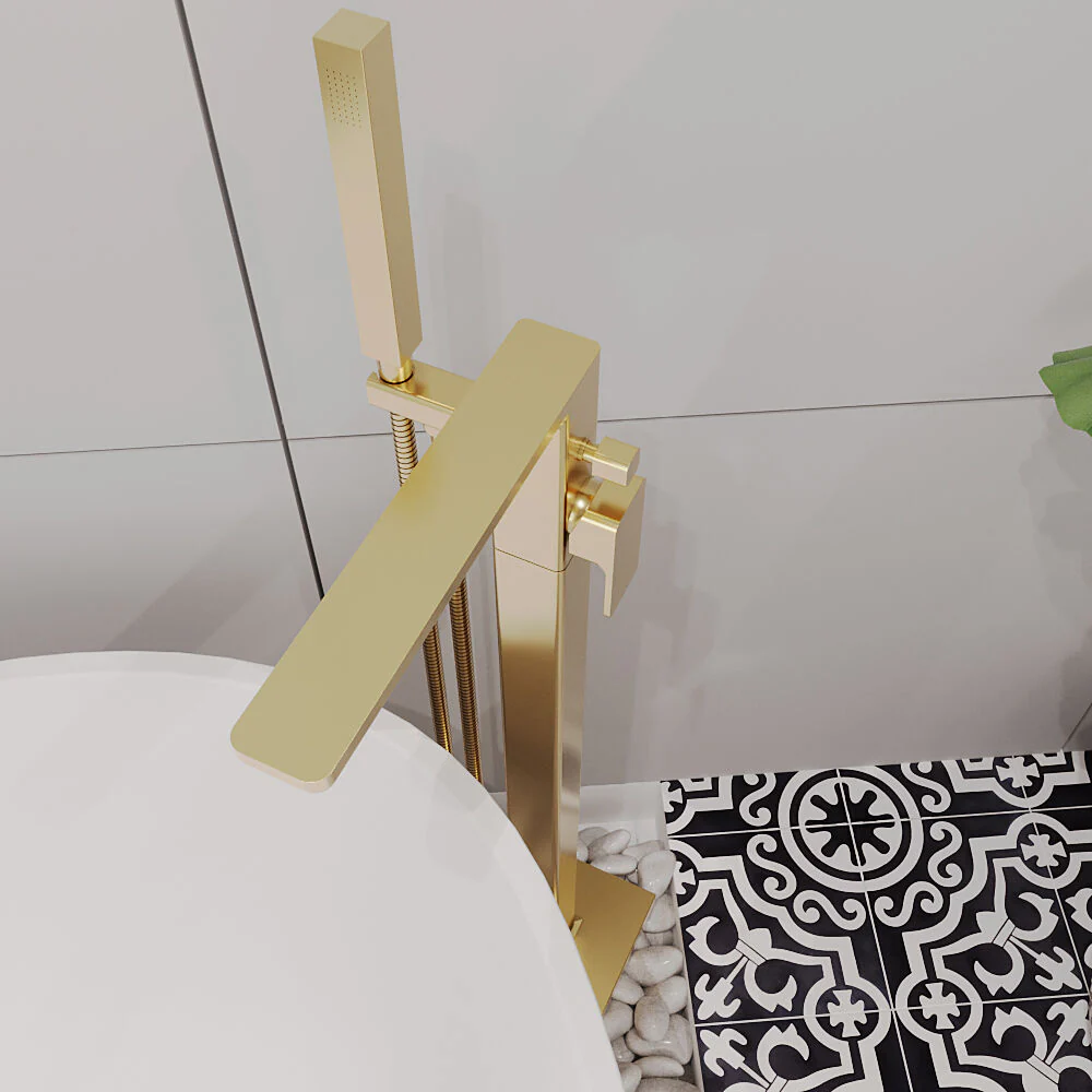 Swinscoe Contemporary Square Freestanding Bath Shower Mixer Tap with Kit - Choice of Colour - Image 19