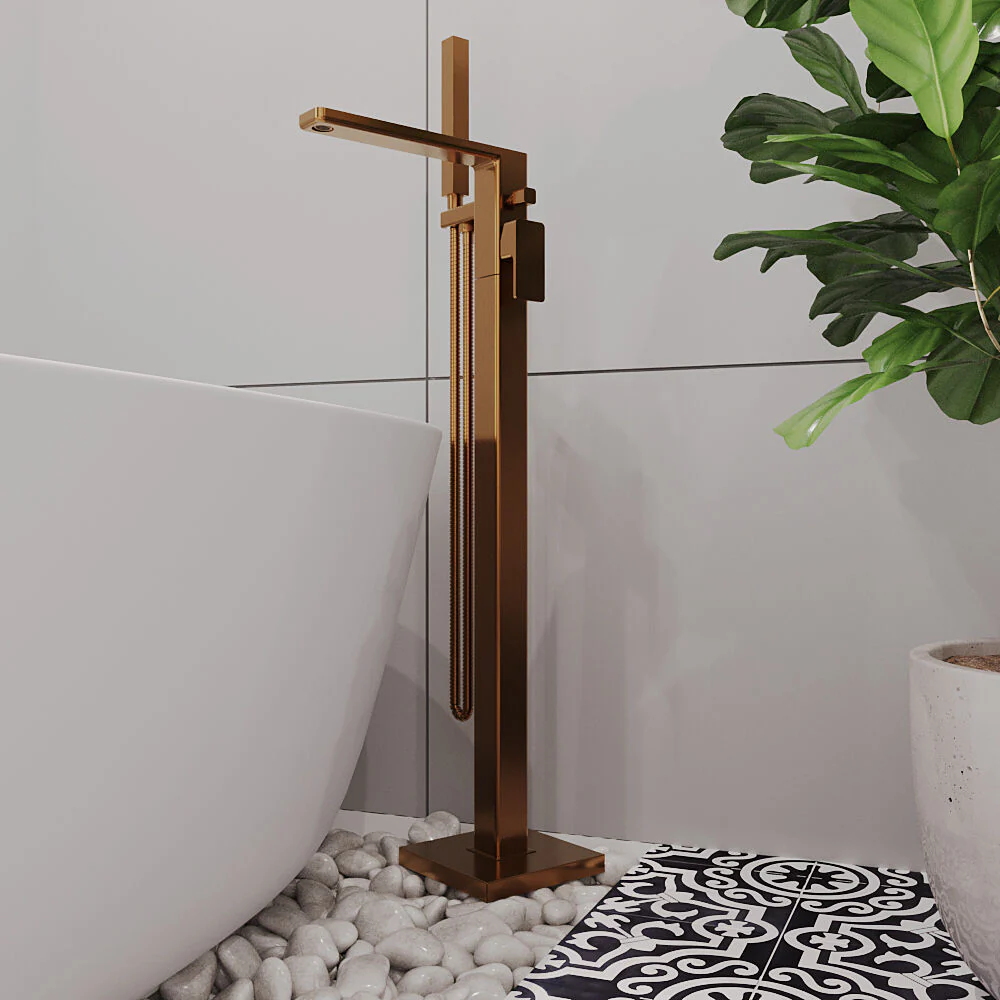 Swinscoe Contemporary Square Freestanding Bath Shower Mixer Tap with Kit - Choice of Colour - Image 6