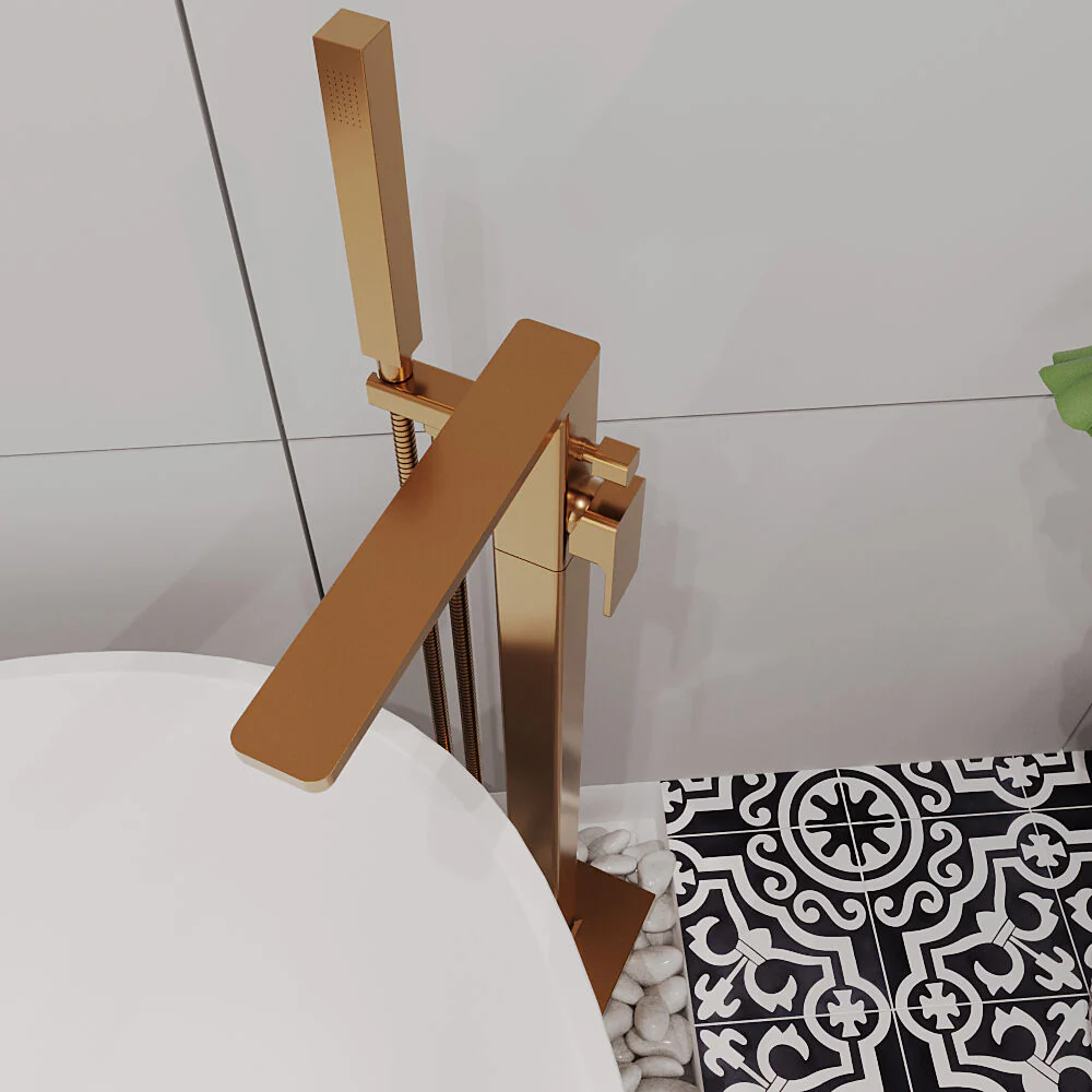 Swinscoe Contemporary Square Freestanding Bath Shower Mixer Tap with Kit - Choice of Colour - Image 7