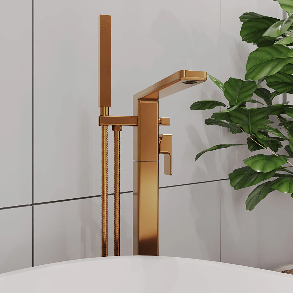 Swinscoe Contemporary Square Freestanding Bath Shower Mixer Tap with Kit - Choice of Colour - Image 8