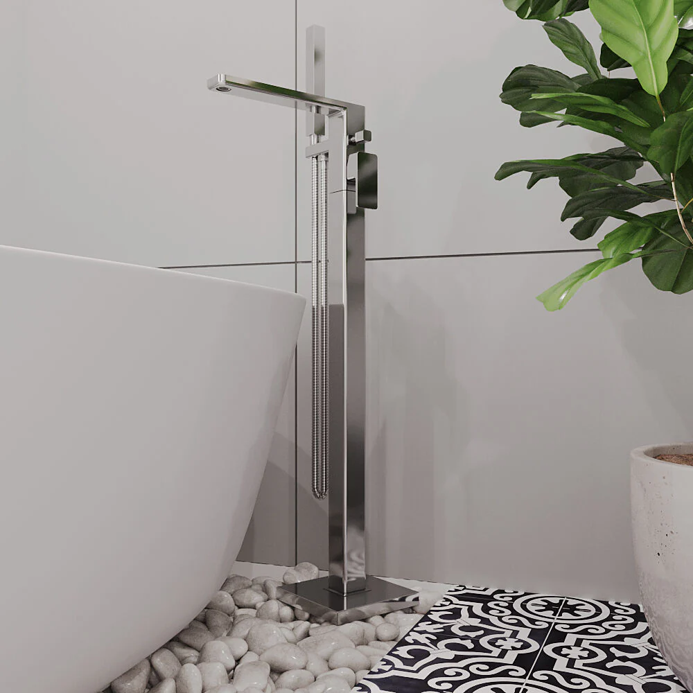 Swinscoe Contemporary Square Freestanding Bath Shower Mixer Tap with Kit - Choice of Colour - Image 9